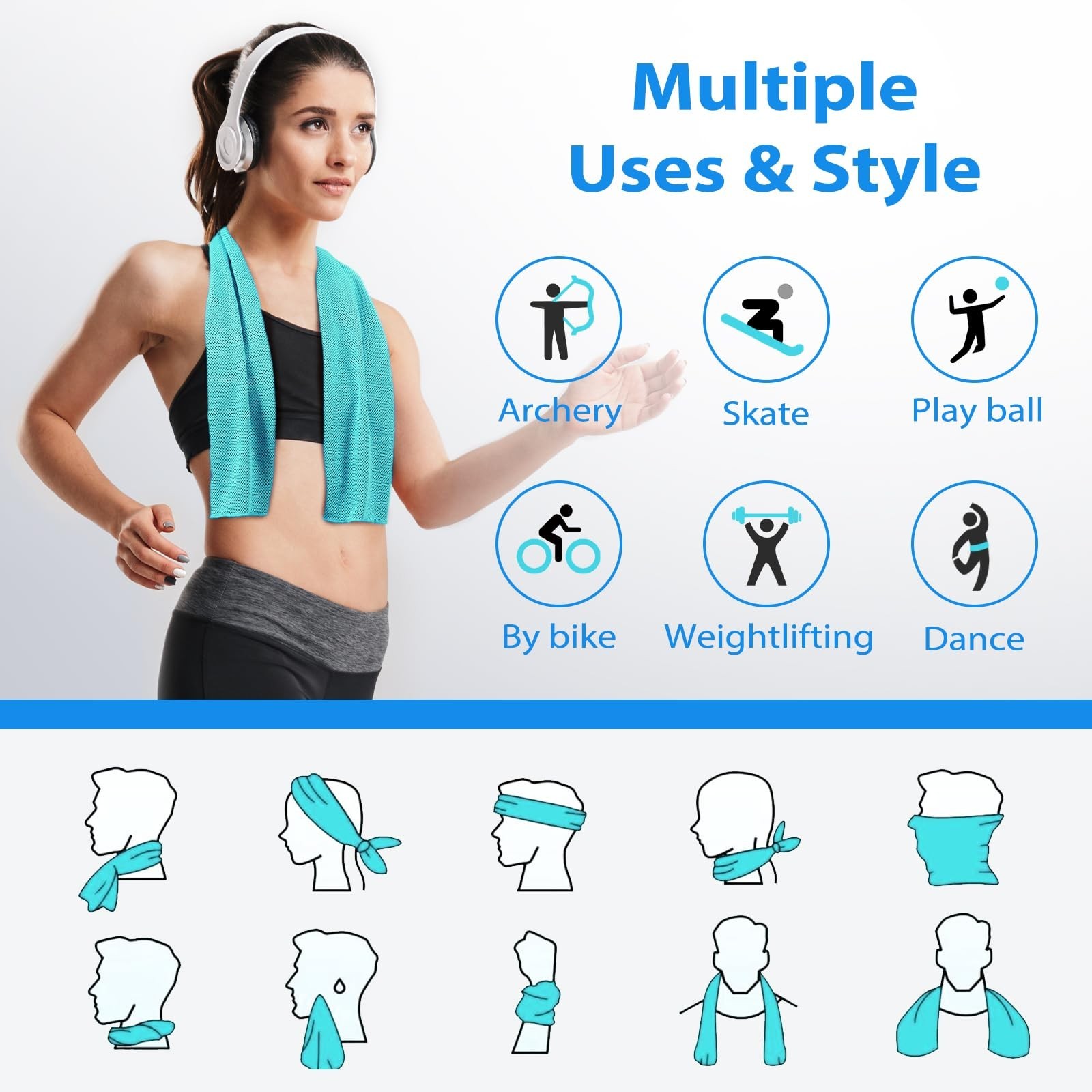 Cooling Towels – 5 Pack Gym Towels, Gym Towel for Working Out, Yoga Towel, Qu…