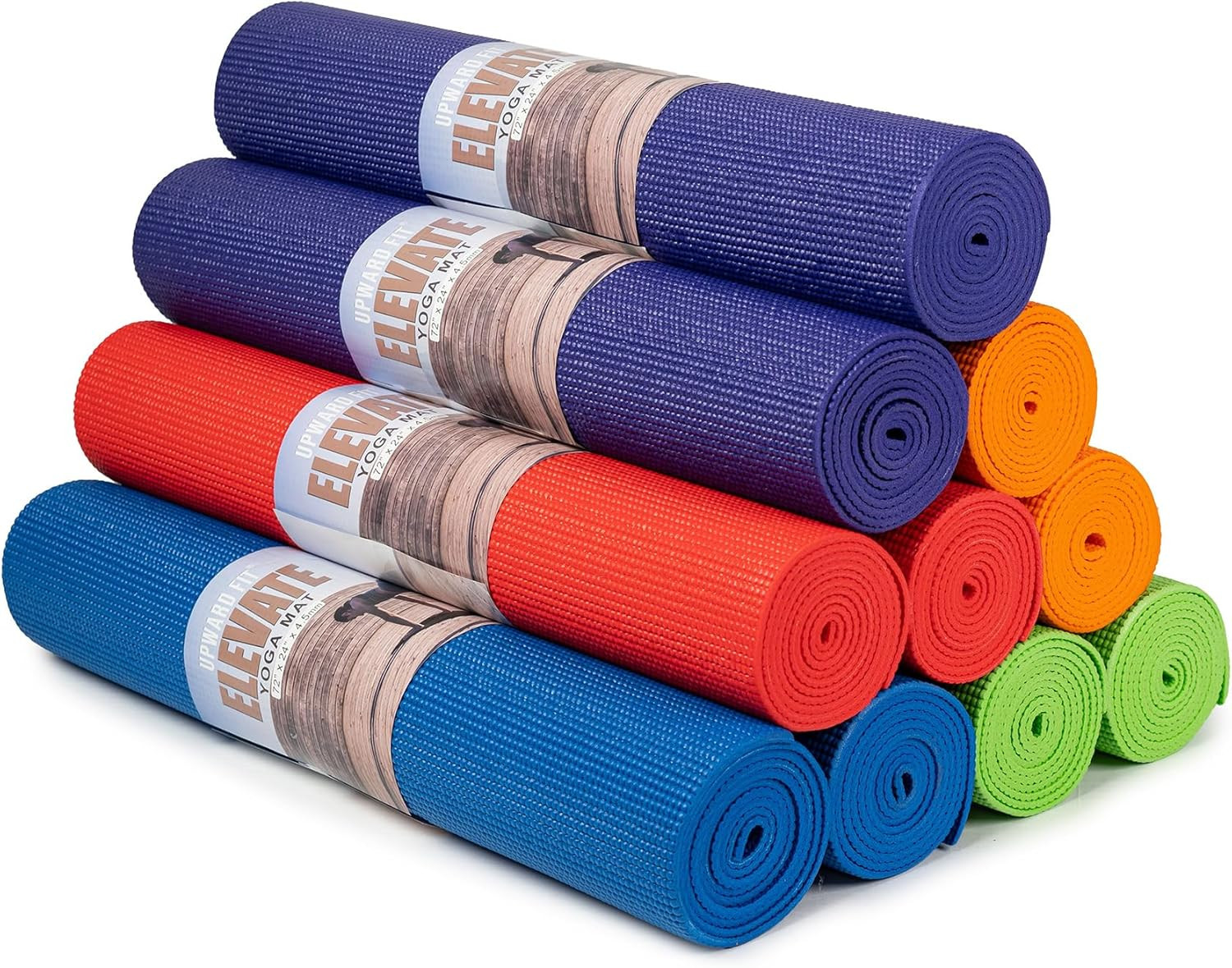 Elevate Yoga Mats, 10 Pack, 72″ Long X 24″ Wide, 4 Mm Thick, Non-Slip and Easy t