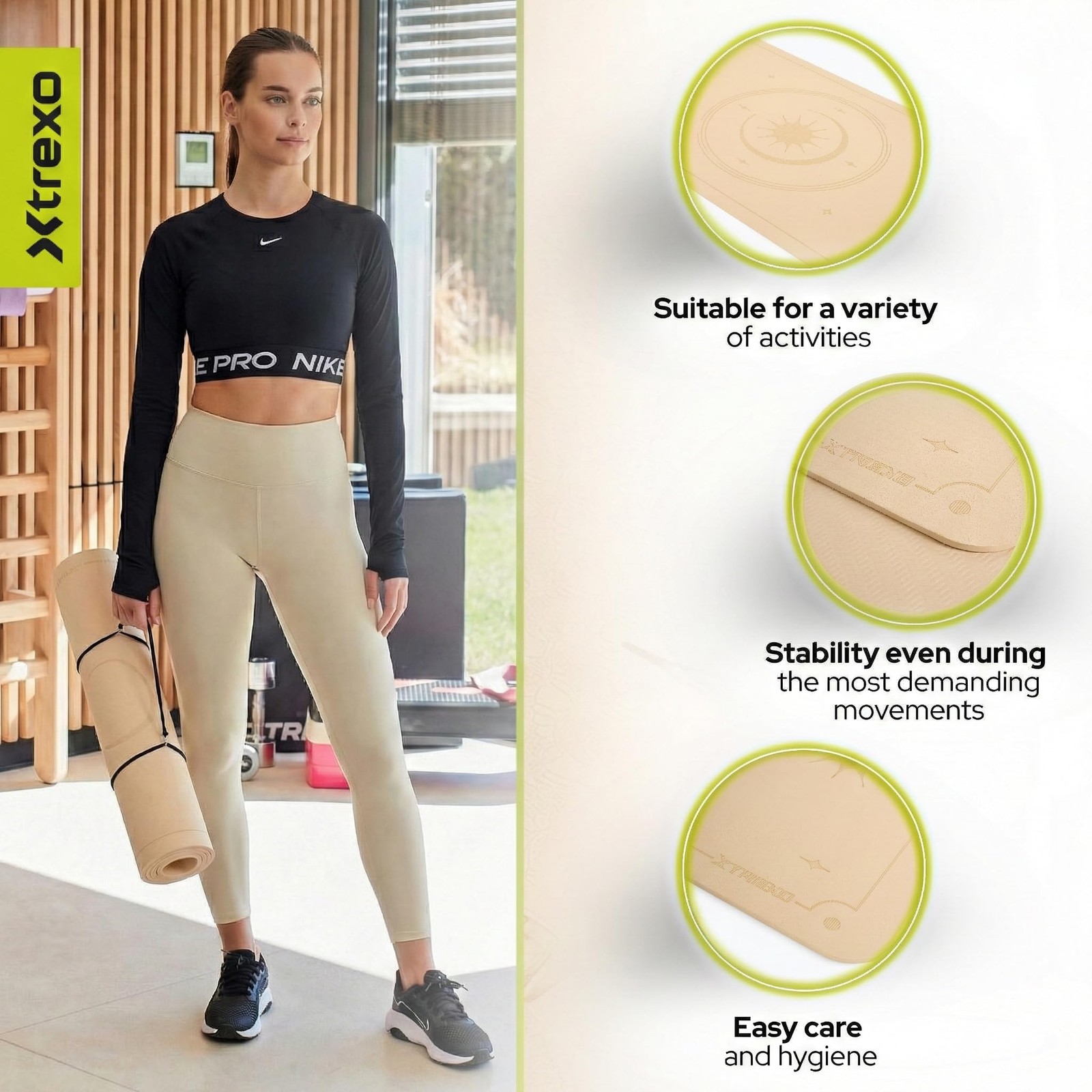 XTREXO Eco-Friendly and Non-Slip Yoga Mat TPEMaterial 183x61x0.6…