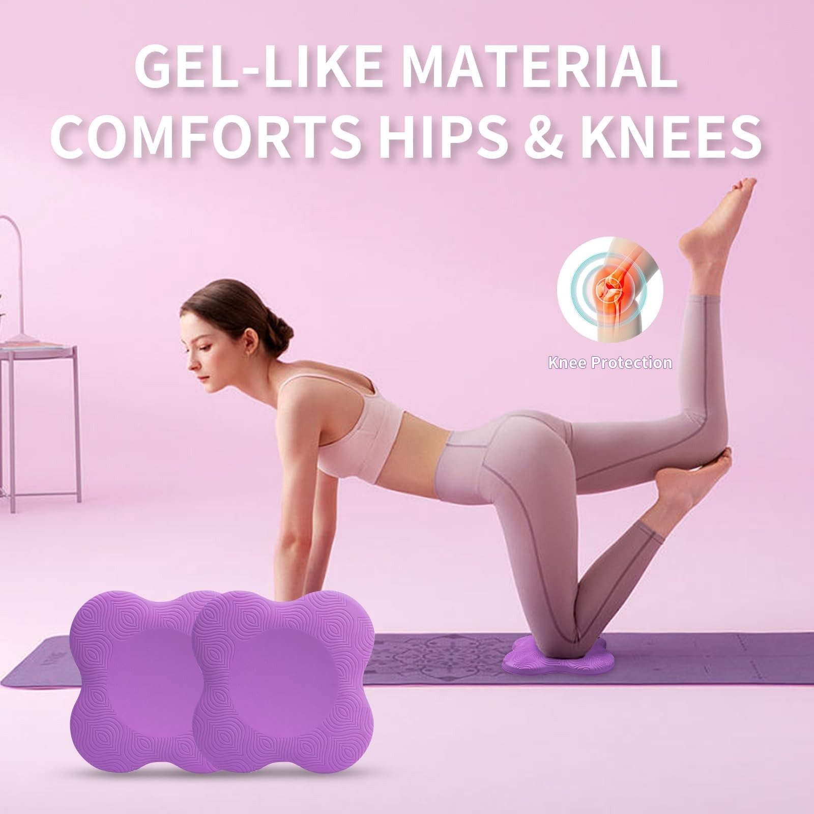 Yflingjie 2 packs Yoga Knee Pad Mats Extra Thick for Knees Medium, purple
