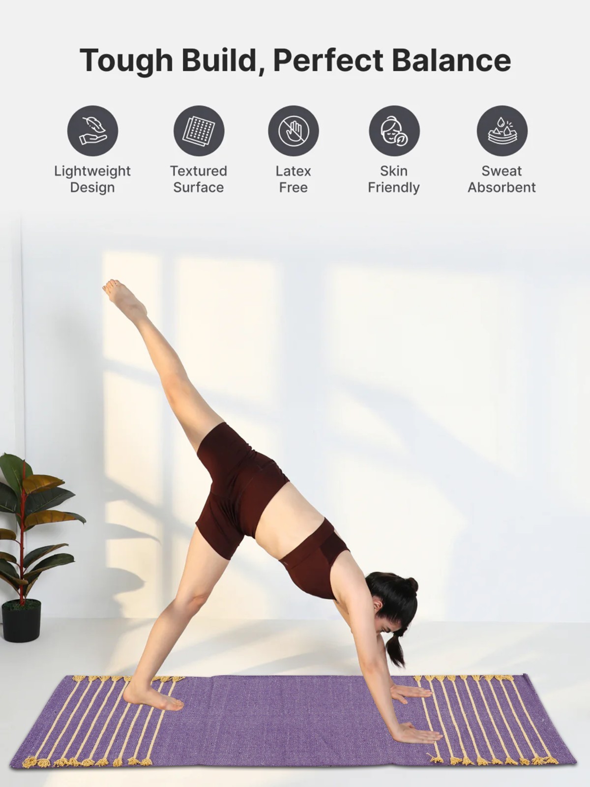 Yoga Mat Thick Non Slip Cotton Exercise Workout Mat Pilates Rug 2×6 FT