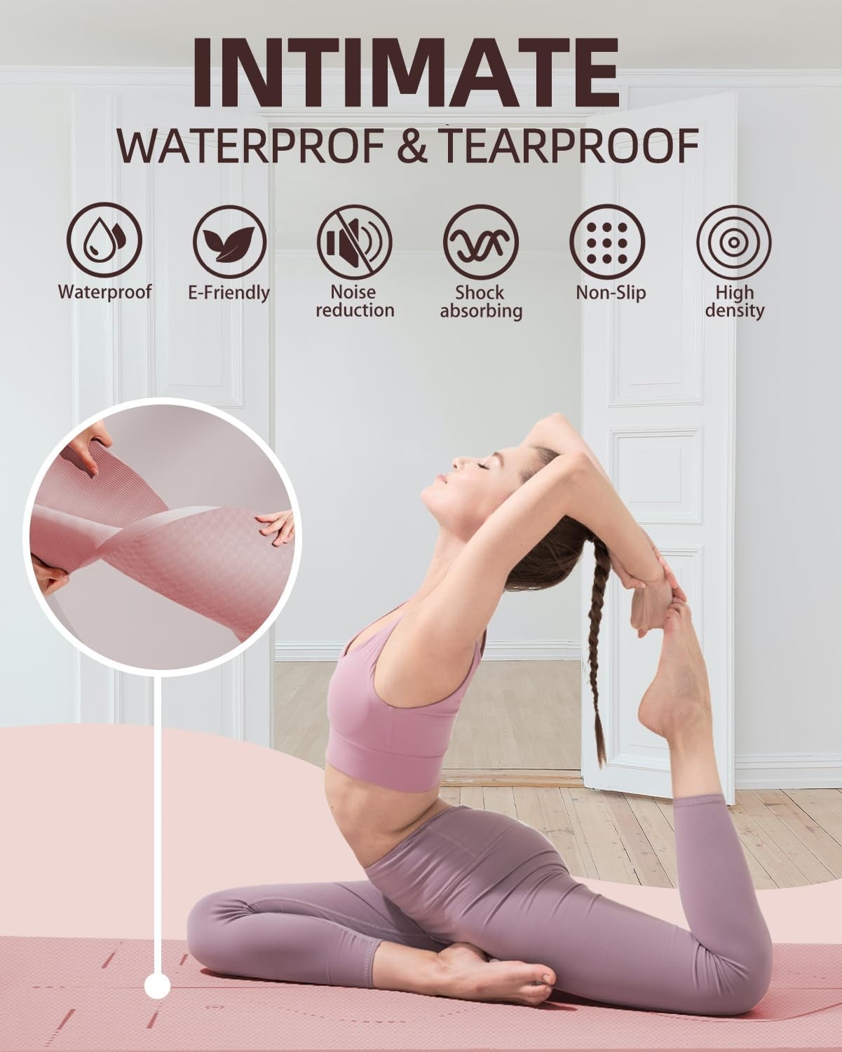 Extra Wide Non-Slip Yoga Mat 72″x32″ Eco-Friendly TPE Fitness Mat with Strap Bag