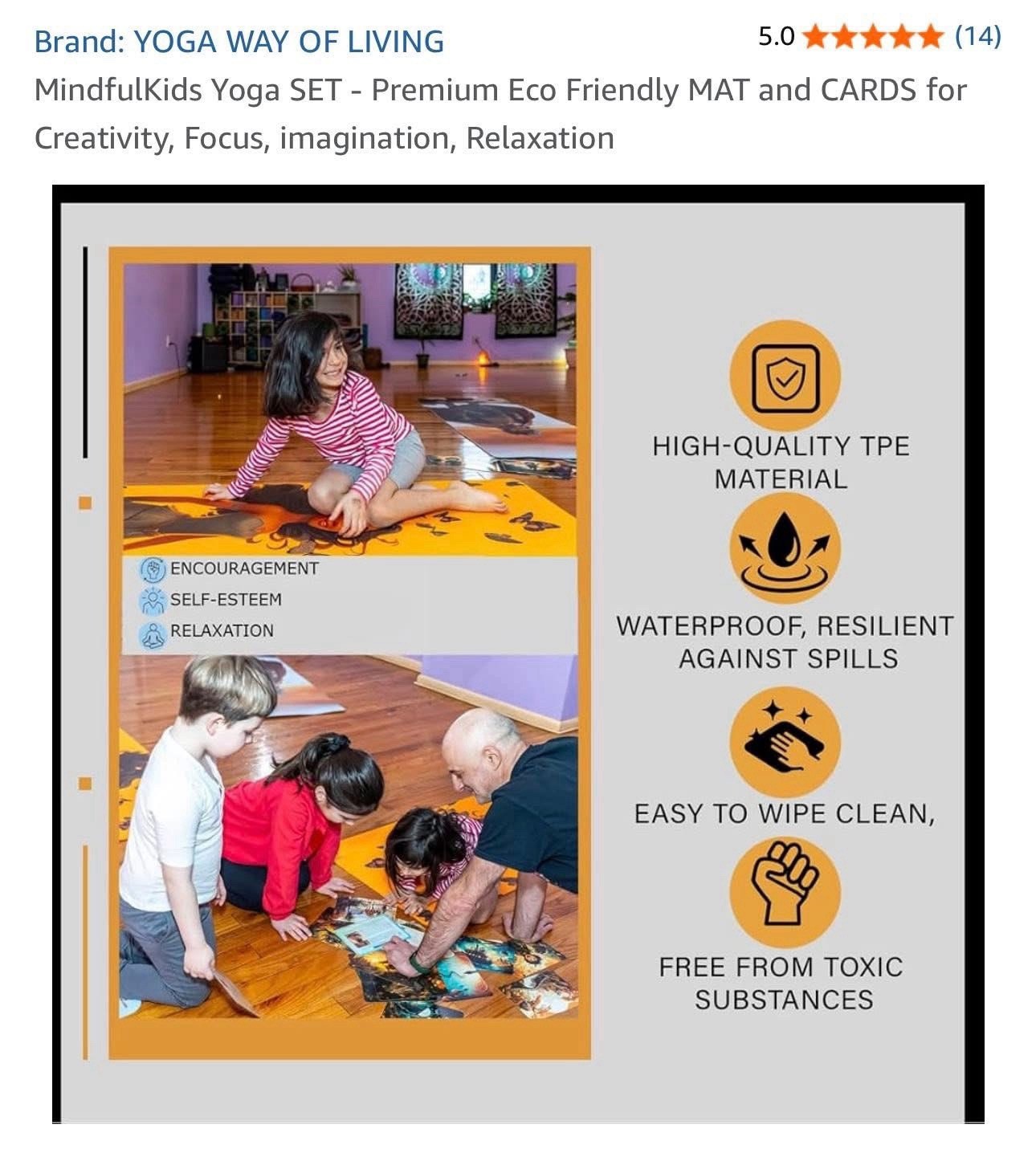 MindfulKids Yoga SET – Premium Eco Friendly MAT & CARDS, Creativity, Focus, Diva
