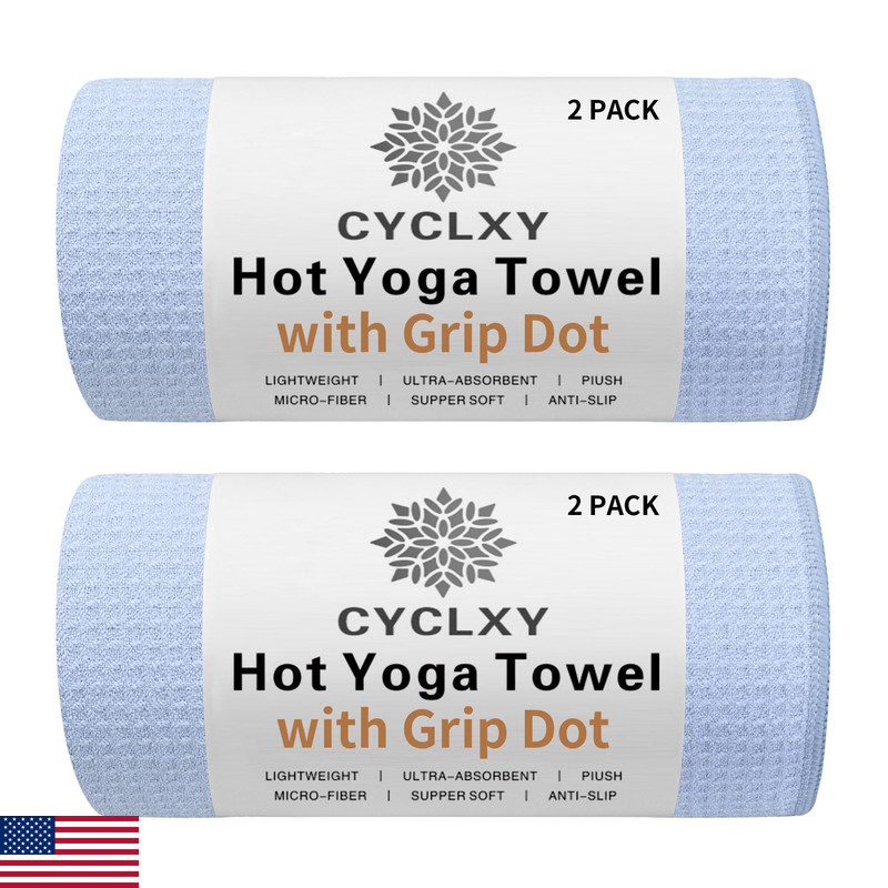 Cyclxy 2 Pack Hot Yoga Towel Grip Dotstickyfiber Yoga Mat Towels Non Slip For