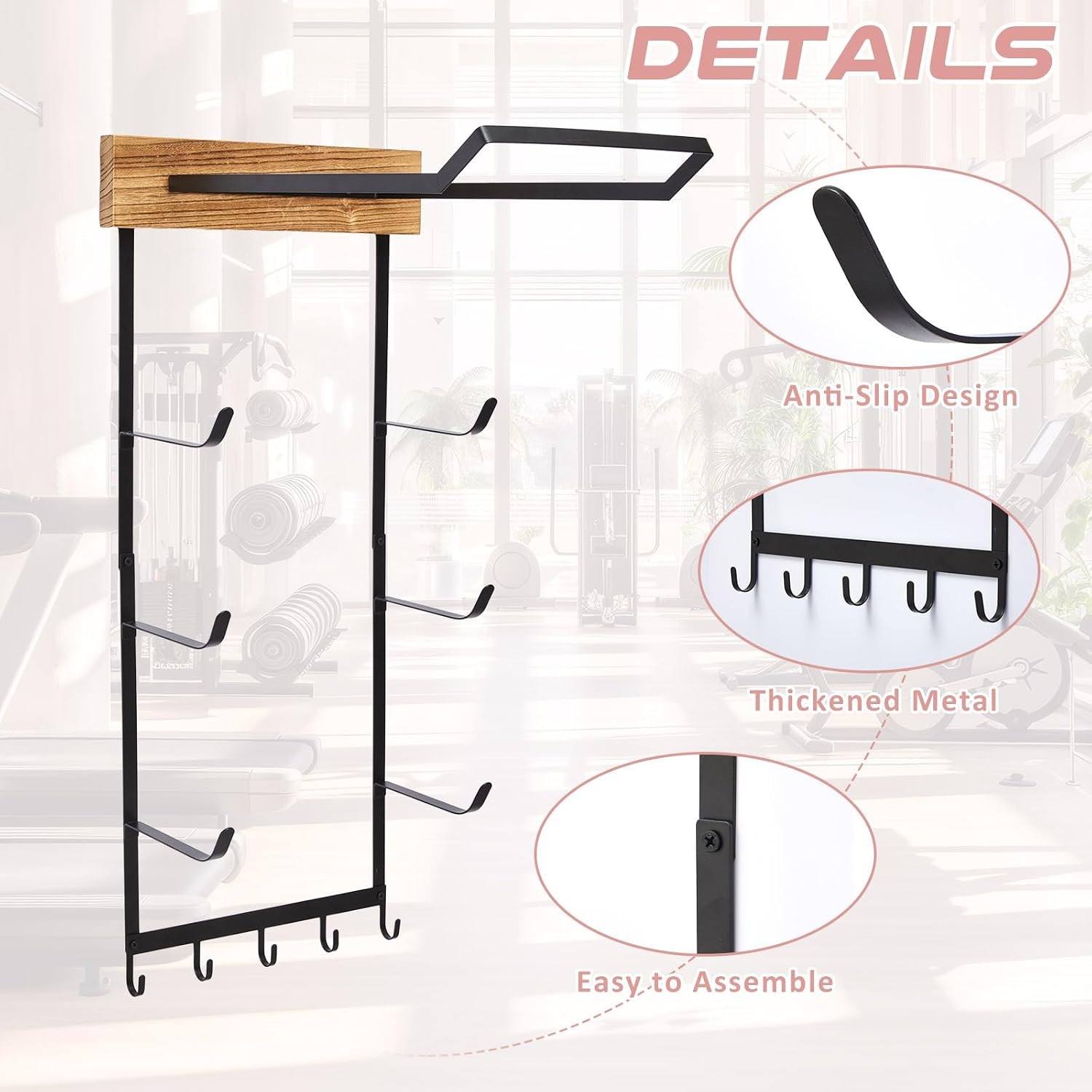 Yoga Mat and Ball Holder Wall Mount, 4-Tier Yoga Mat & Ball Storage Rack,