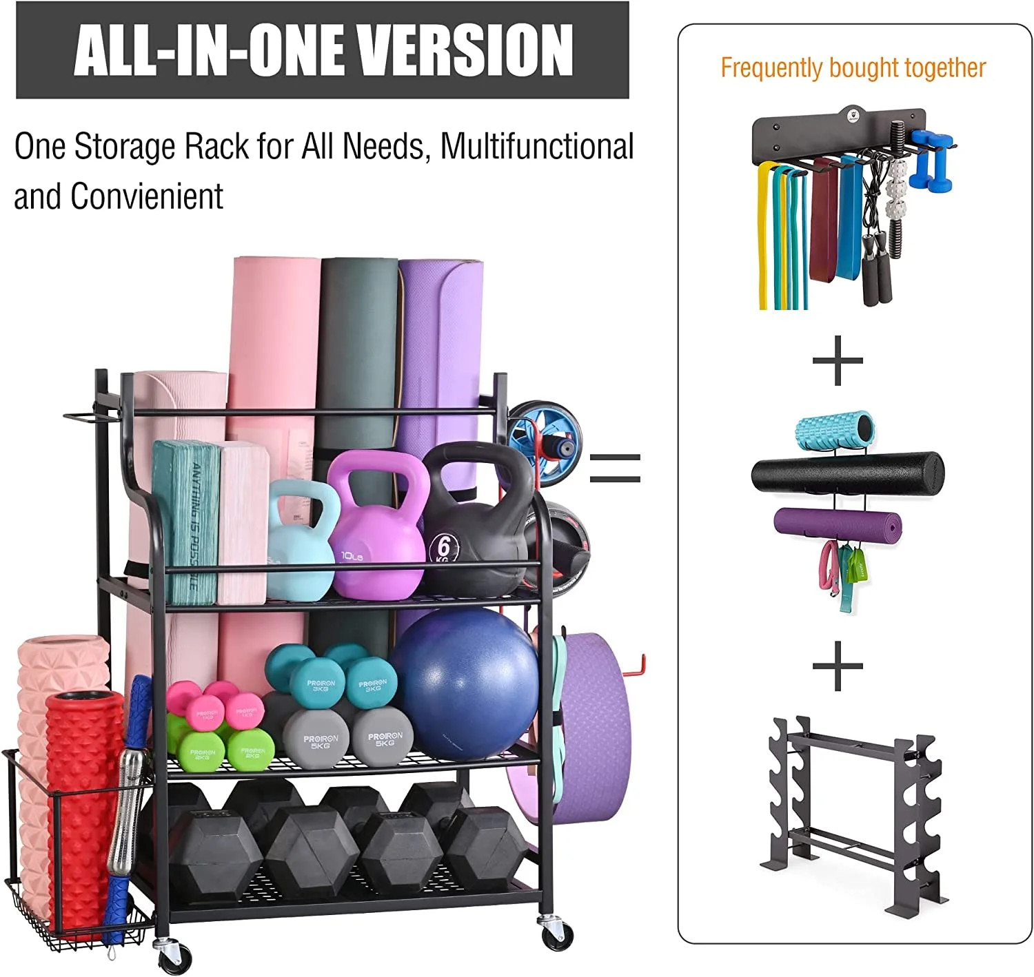 Yoga Mat Storage Racks,Home Gym Storage Rack for Dumbbells Kettlebells Foam Roll