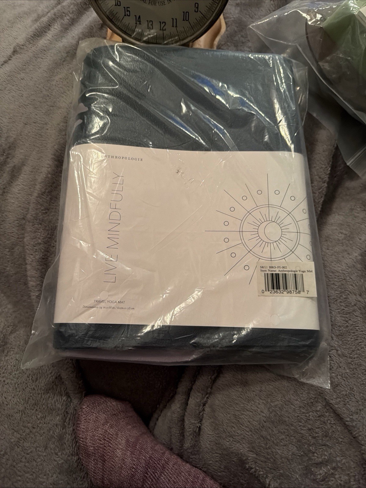 Anthropologie Live Mindfully Travel Yoga Mat Blue Purple 24 x 68 New SHIPS FREE