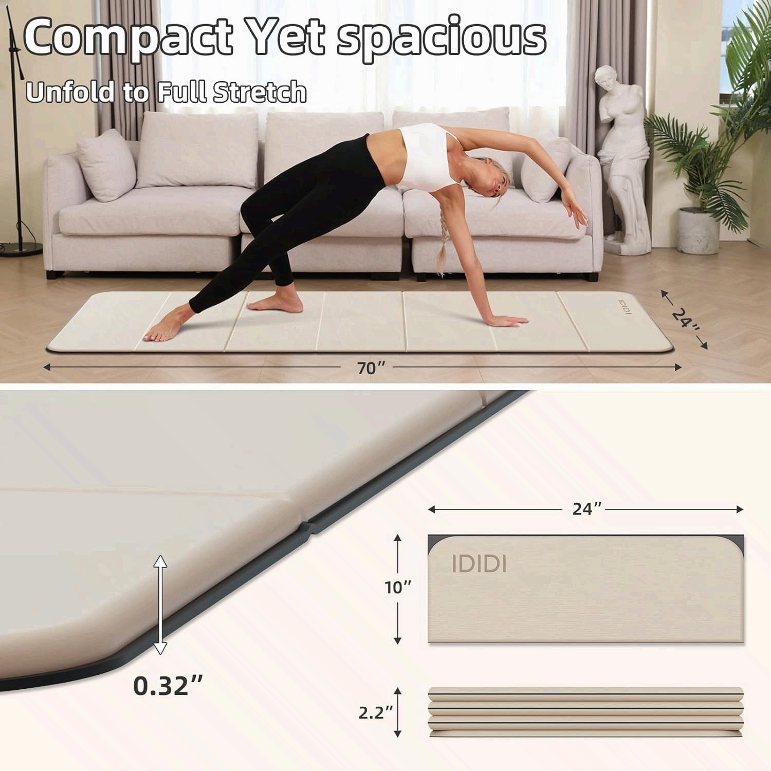 Foldable Yoga Mat Extra Thick 0.32 Inches – POE Material Exercise Mat