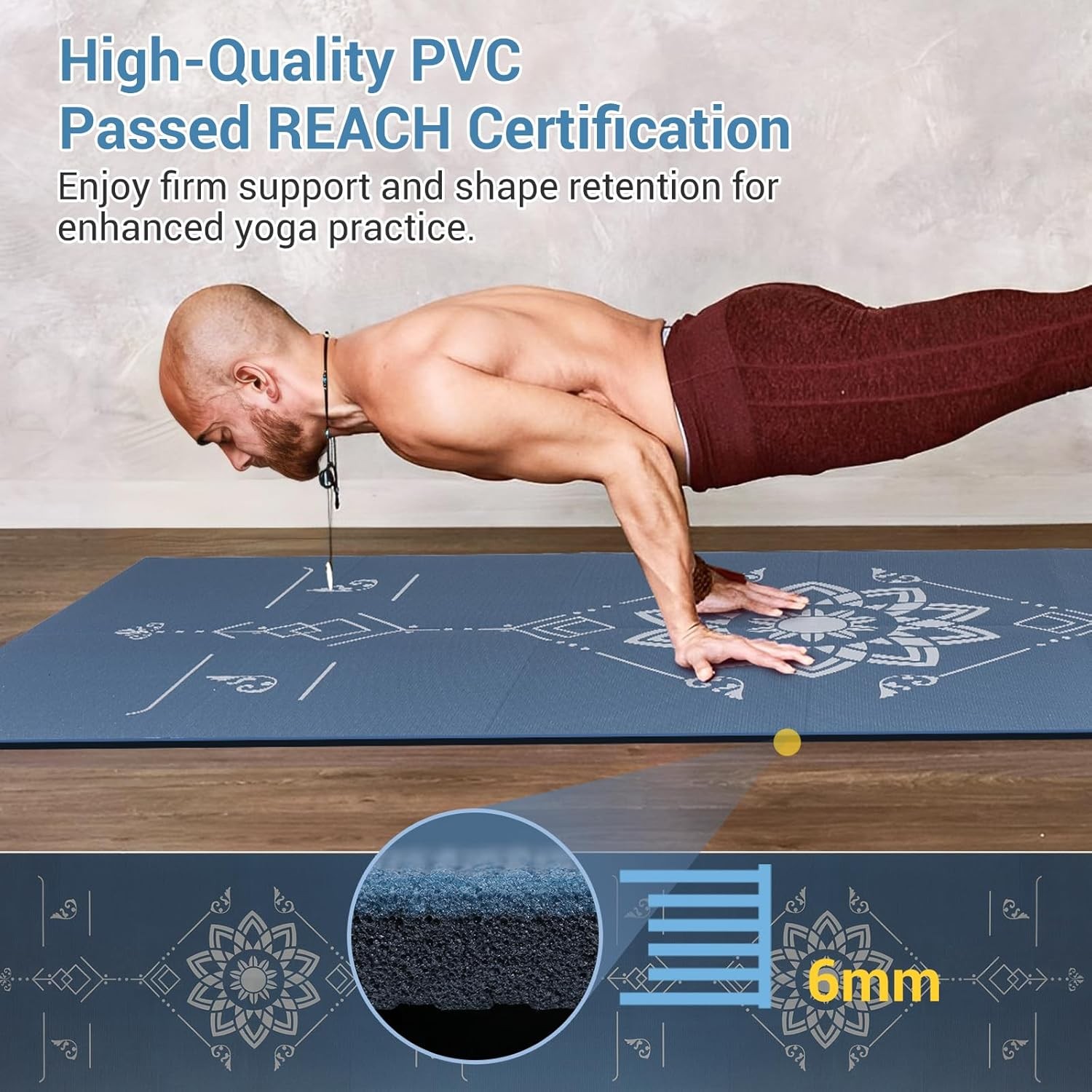 Avoalre Travel Yoga Mat Foldable | 6mm Thick Large 31.5*72*0.24 inch, Blue