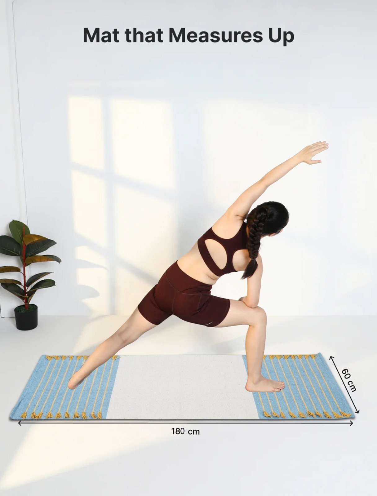 Yoga Mat Thick Non Slip Cotton Exercise Workout Mat Pilates Rug 2×6 FT