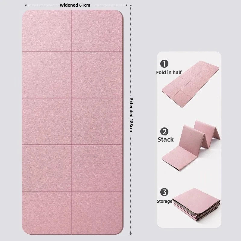 Eco-Friendly TPE Foldable Yoga Mat Double-Sided Non-Slip Travel Pilates
