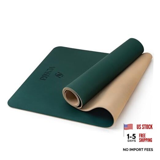 Premium Yoga Mat – Sweat-Activated Non-Slip PU Grip I Natural Rubber Dark Green