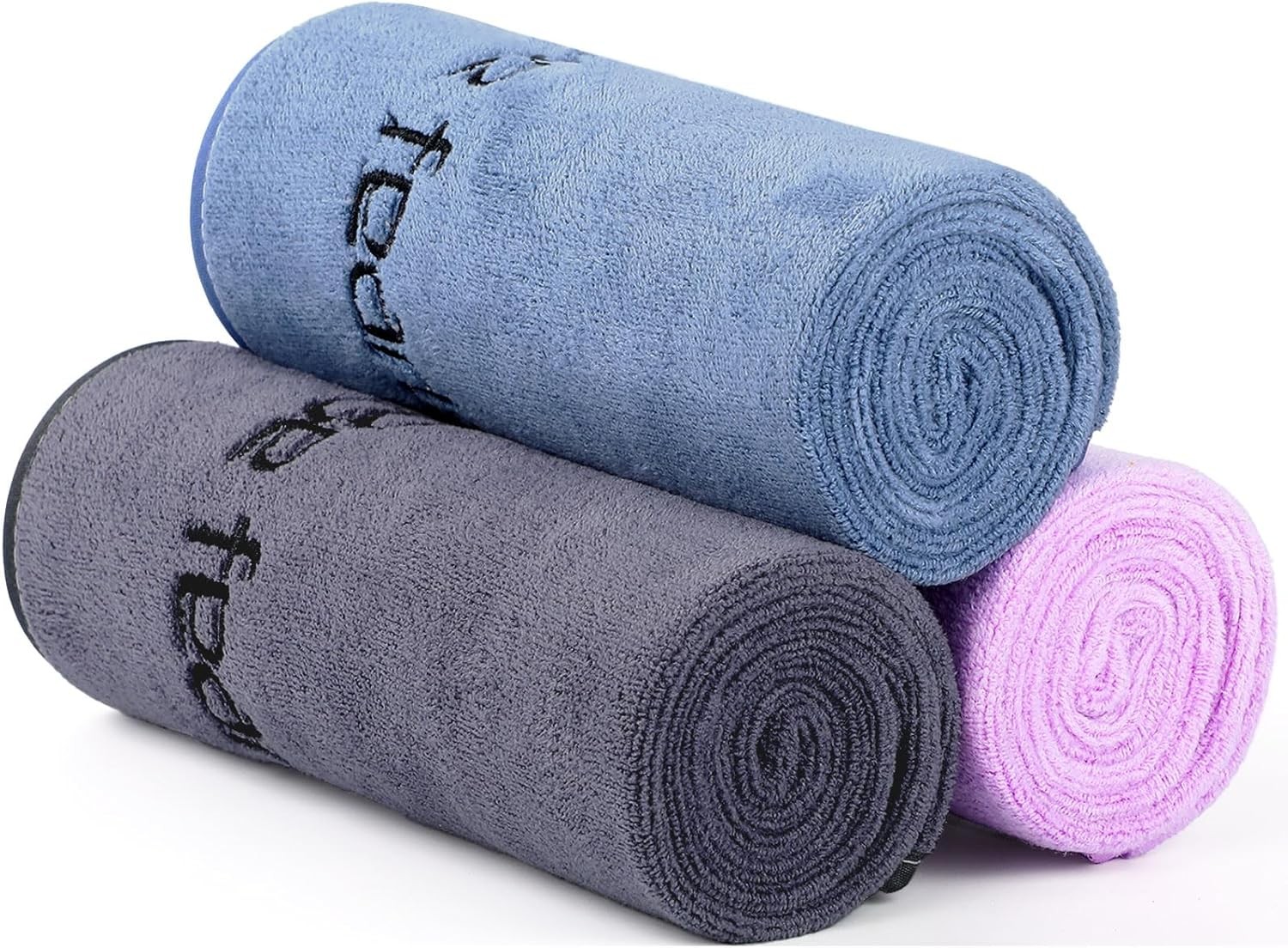 Microfiber Gym Towels Bigger Size Super 3P-15×31 inches, Grey+blue+purple