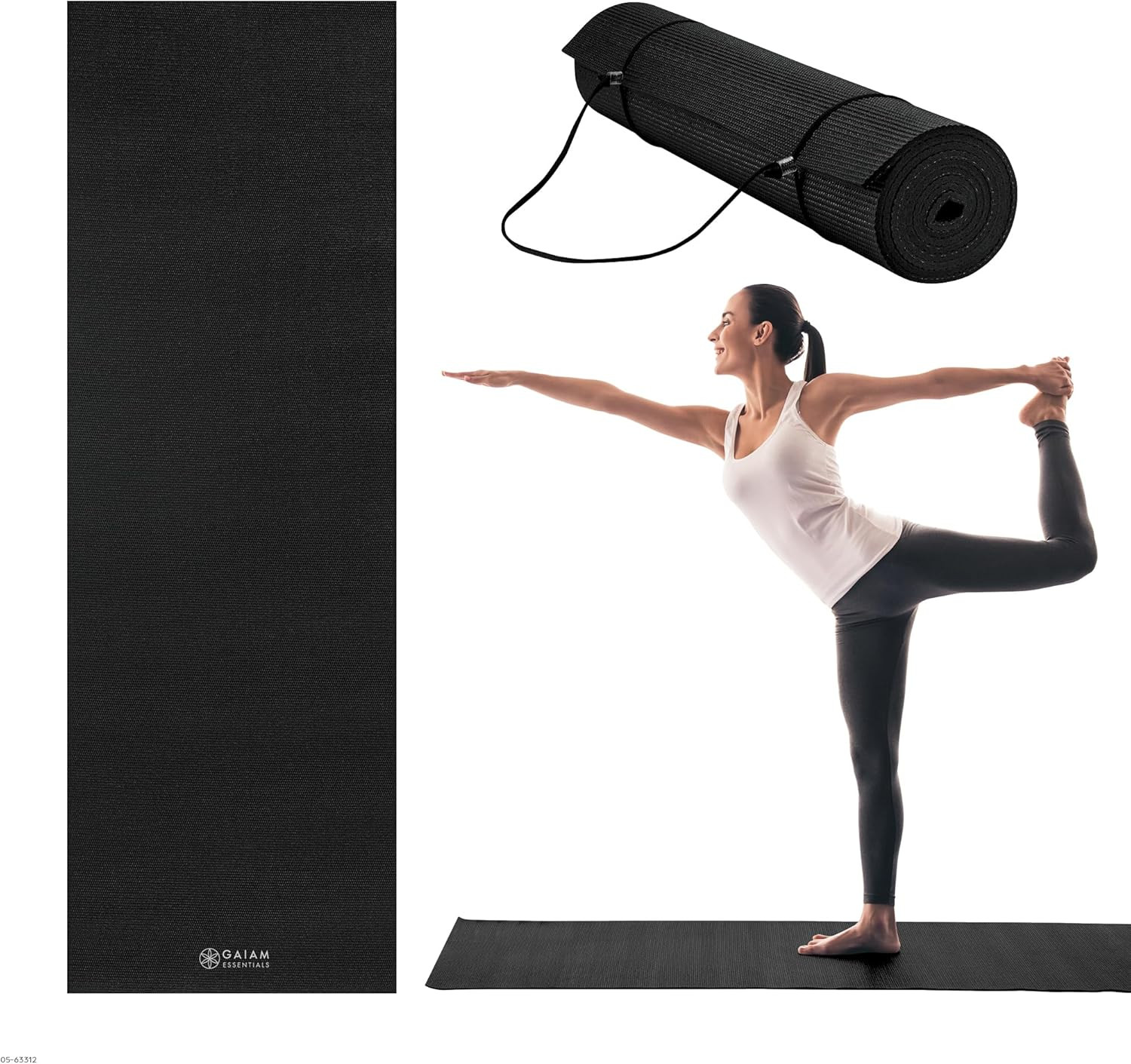 1/4 Inch Yoga Mat with Strap Non Slip Exercise Mat 72×24 Fitness Pilates Mat