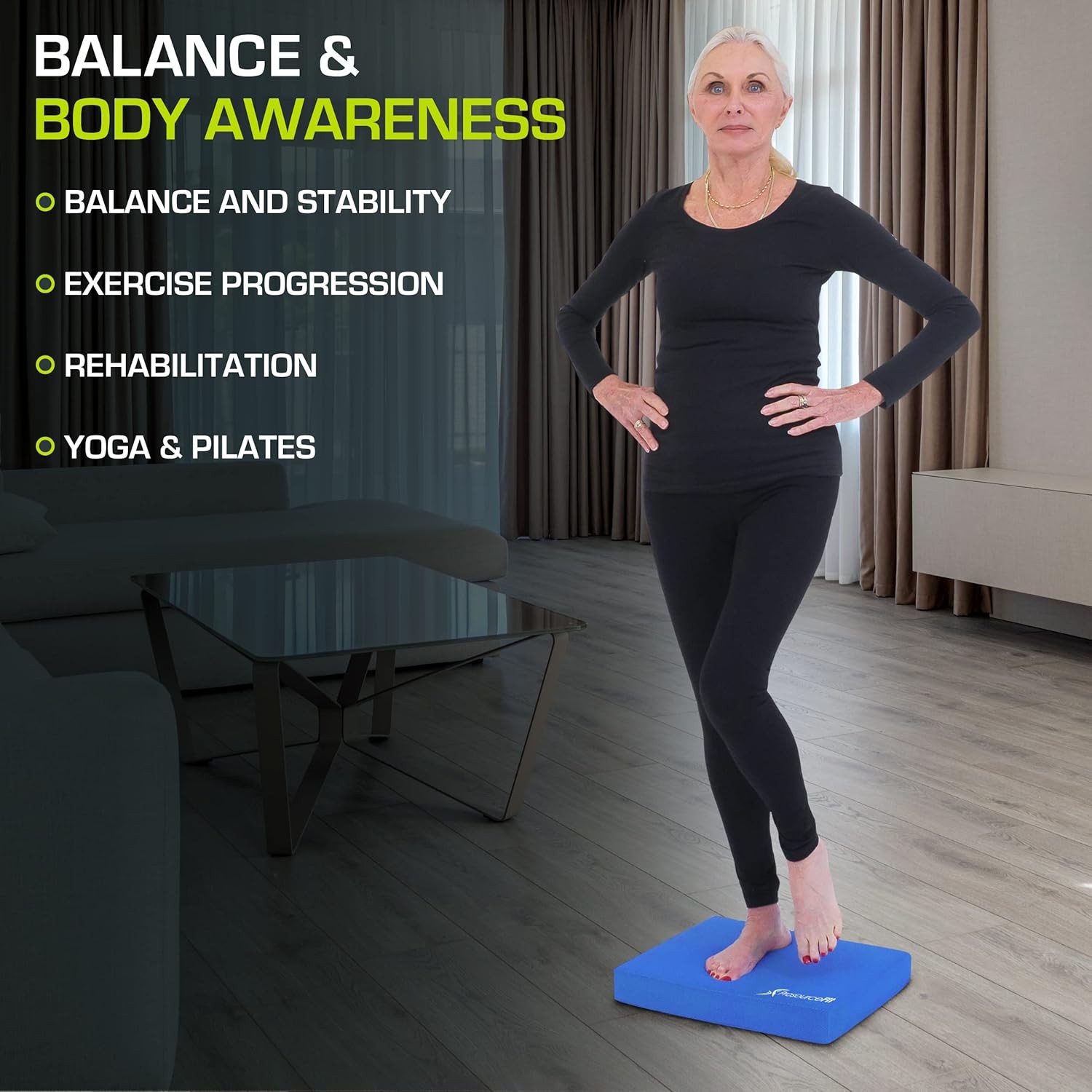 Cushioned Non-Slip Exercise Balance Pad & Knee Workout Foam Mat