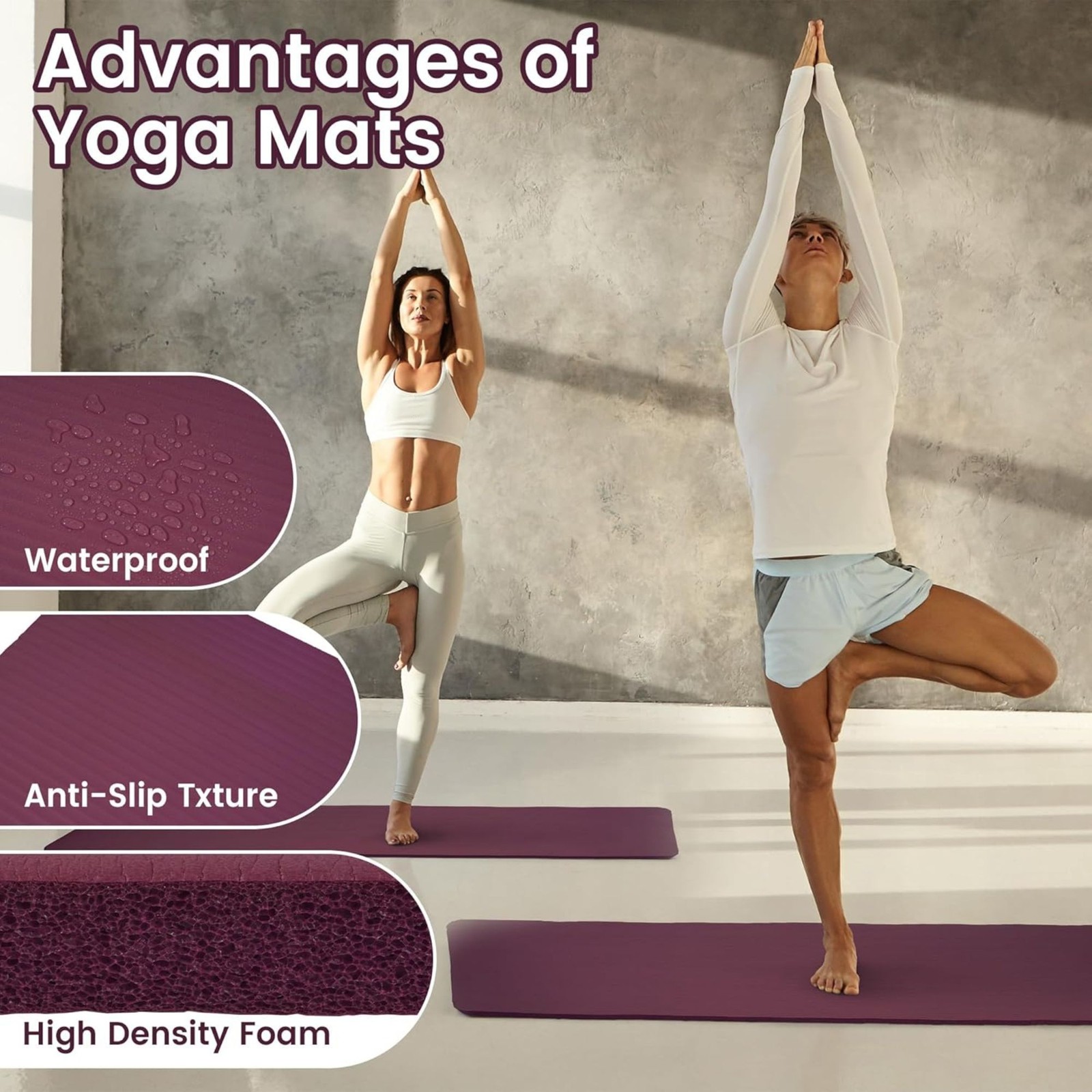 Fitvids 1/2″ Thick High Density Exercise Yoga Mat, Carrying Strap (Open Box)