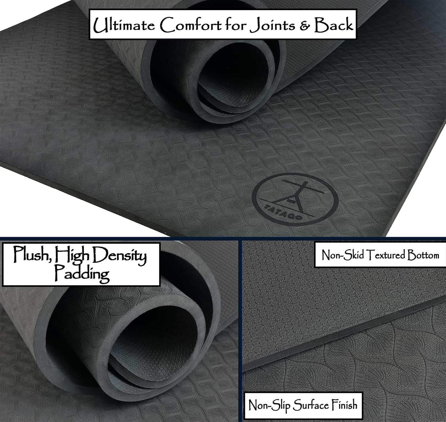 Tatago Extra Thick Yoga Mat Wide & Xl-Our 10Mm Extra Large Yoga Mat Thick Extra