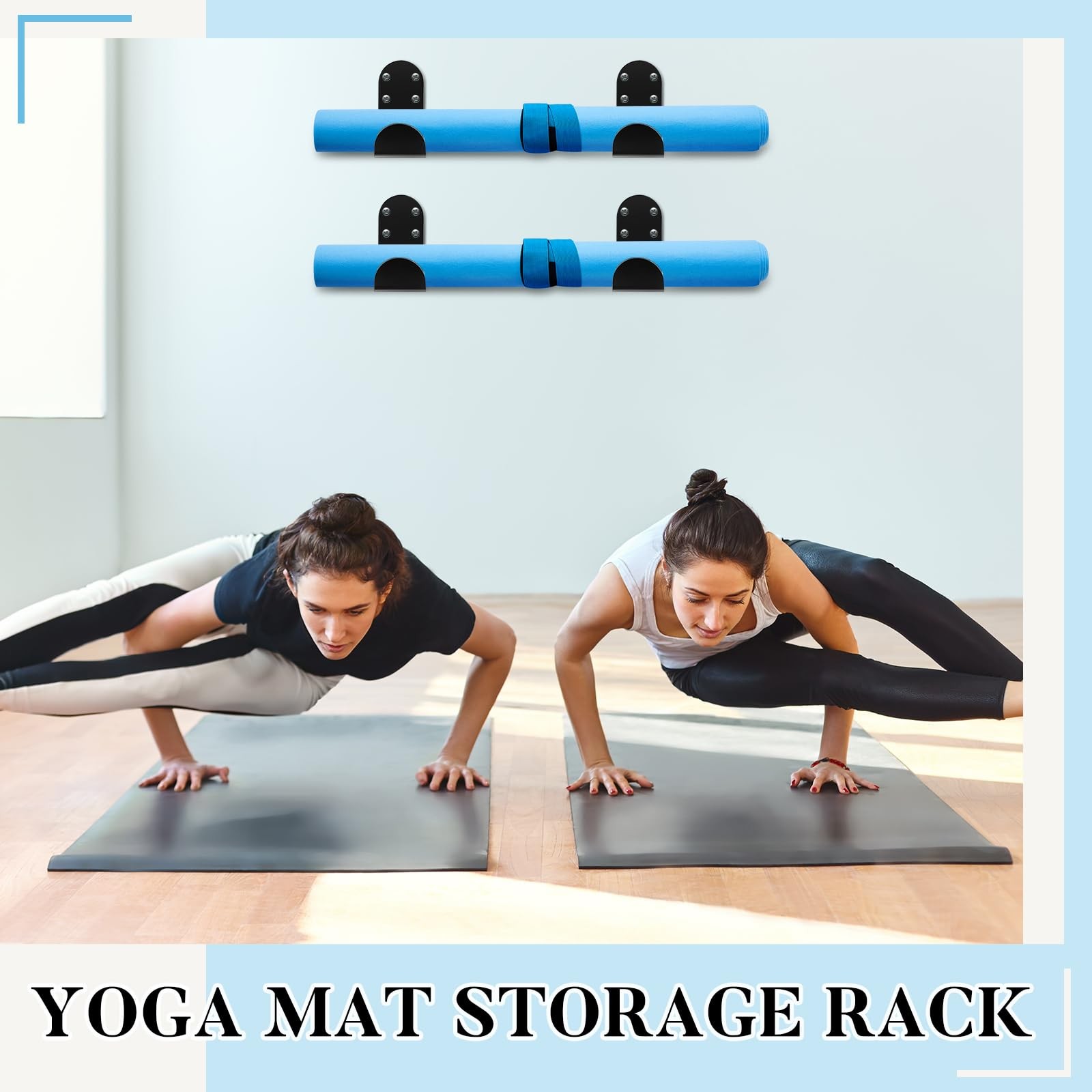 Yaocom 4 Pcs Yoga Mat Storage Rack Wall Mount Holder Exercise Mat Hanger Foam…