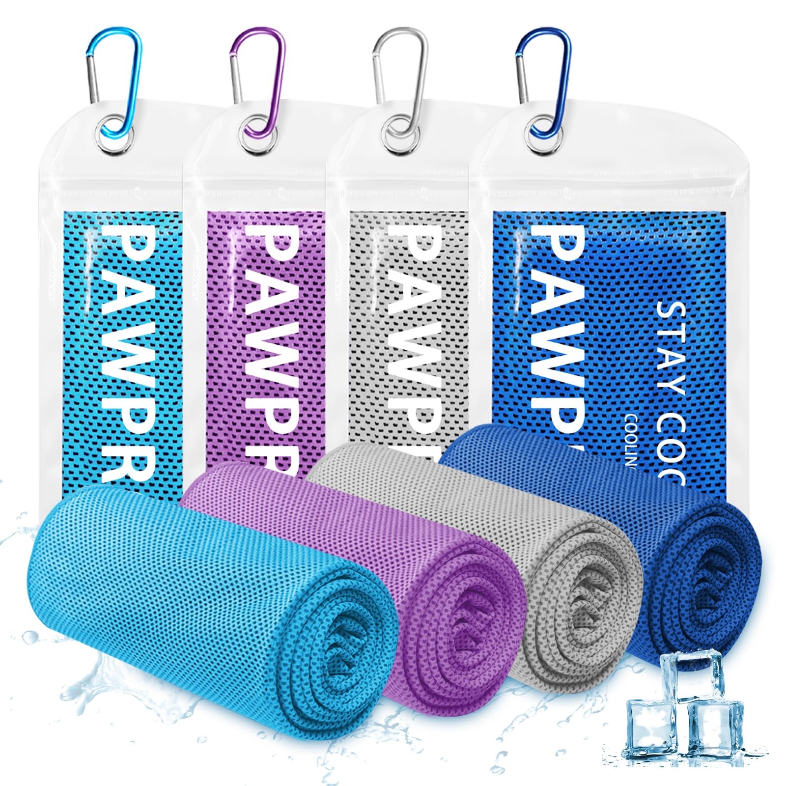 PAWPRO 4 Packs Cooling Towels for Neck and 40 inches x 12 inches, Multicolor