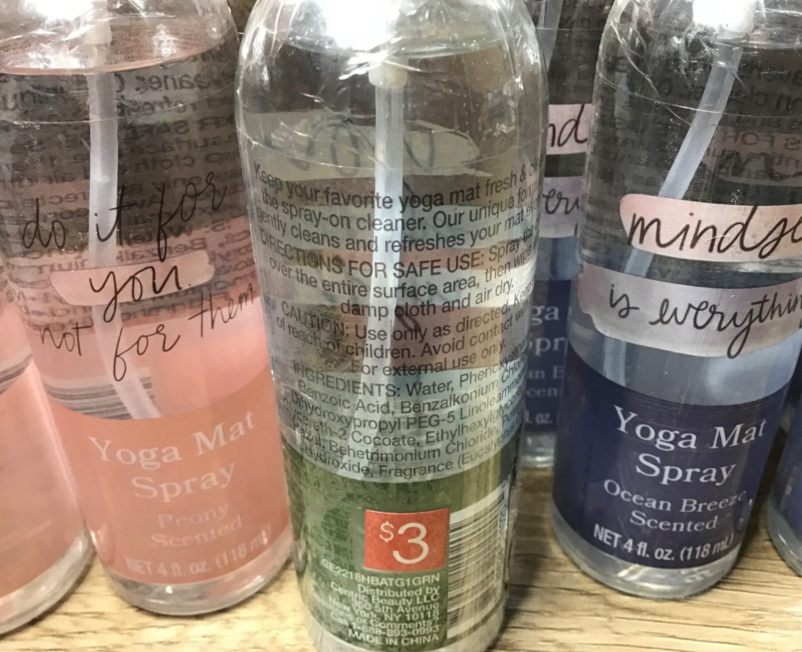 11 Yoga Mat Spray Cleaner Freshener Ocean Breeze & Peony Scented 4 fl oz ea