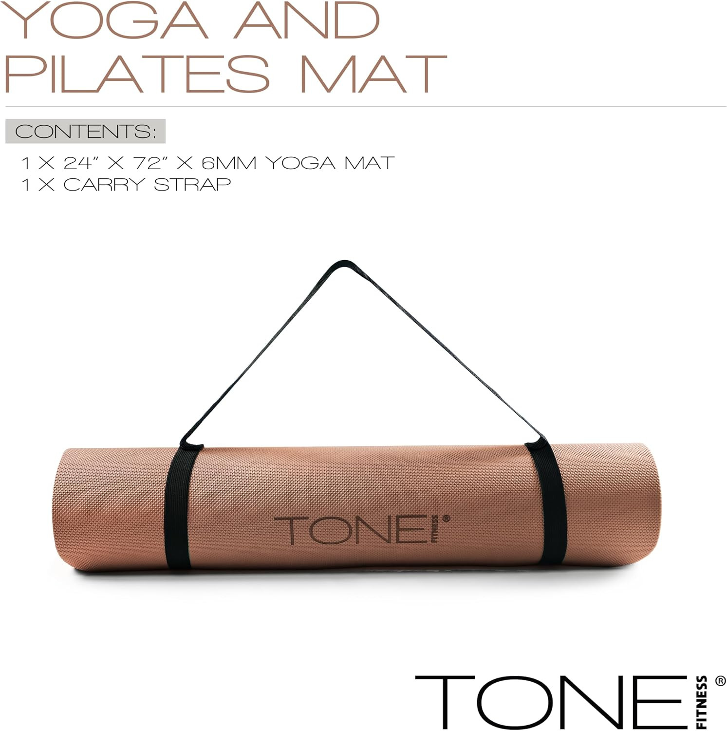 Yoga Mat 1/4″ Thick Non Slip Exercise & Pilates Mat for Home Workouts with Carry