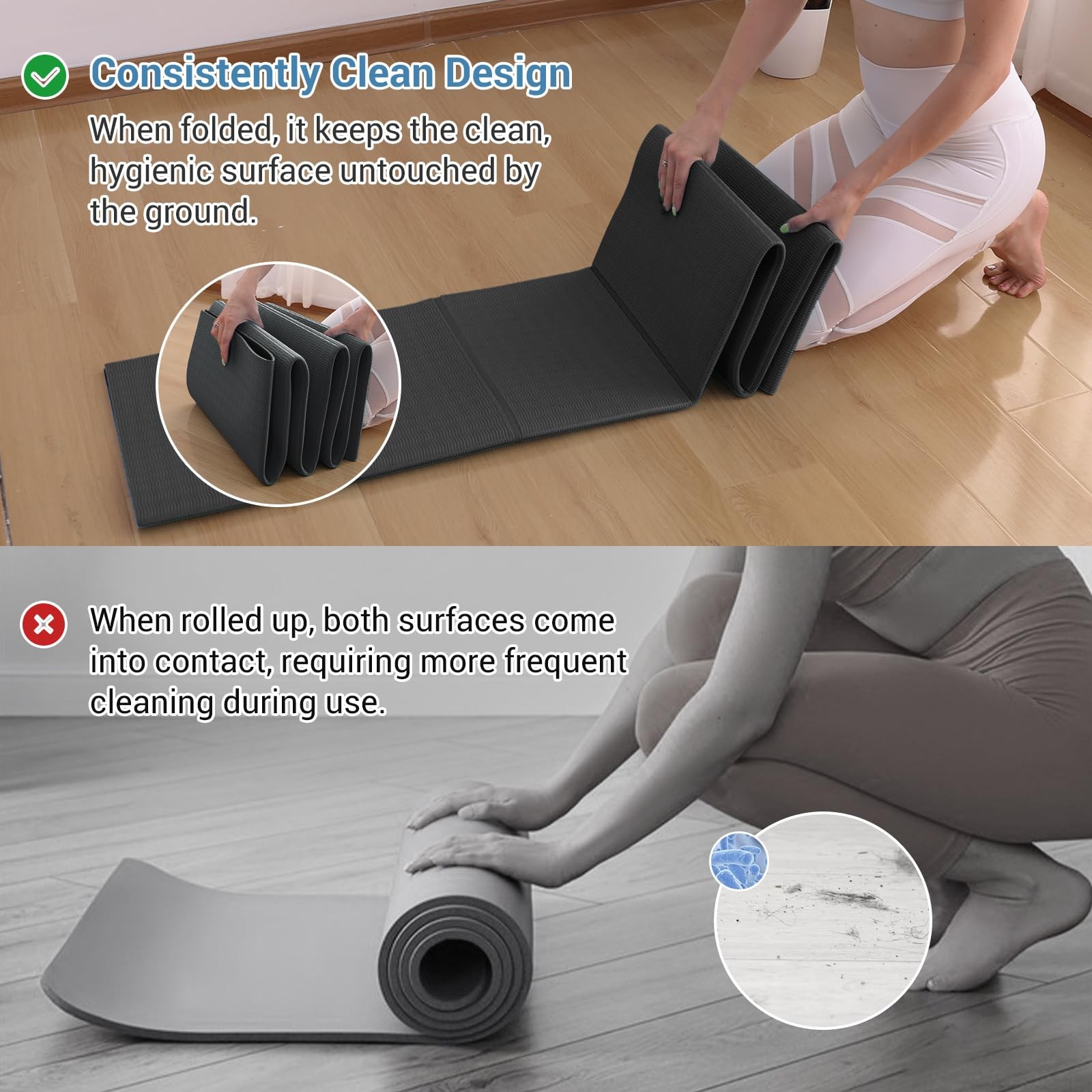 Foldable Travel Yoga Mat Print 5mm Thick Pilates NonSlip Gym Carrying Bag