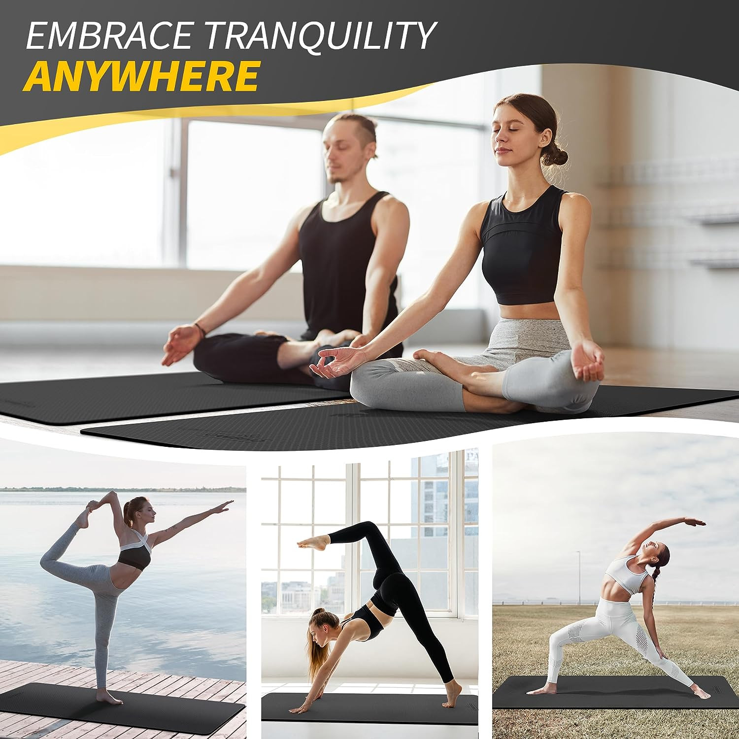 Yoga Mat for Women Men Kids, 1/3 & 1/4 & 2/5 Inch Extra Thick Yoga Mat Non Slip,