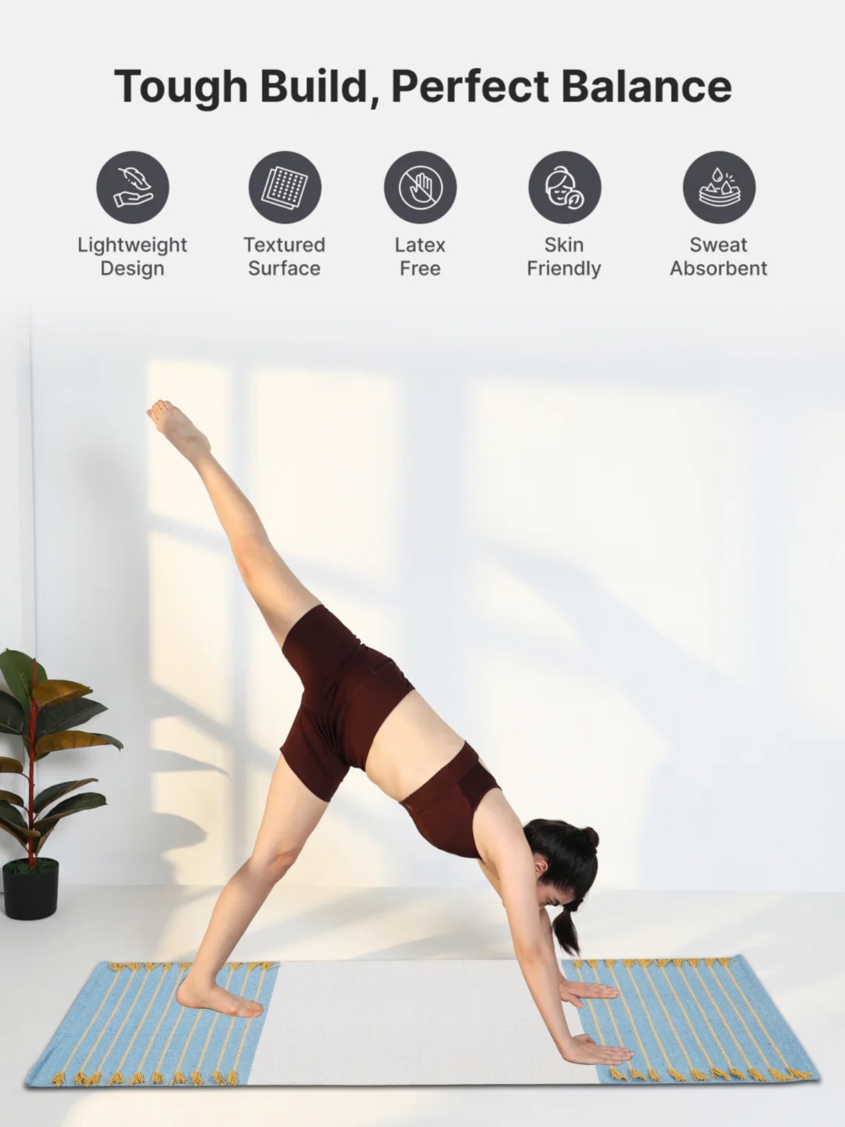 Yoga Mat Thick Non Slip Cotton Exercise Workout Mat Pilates Rug 2×6 FT