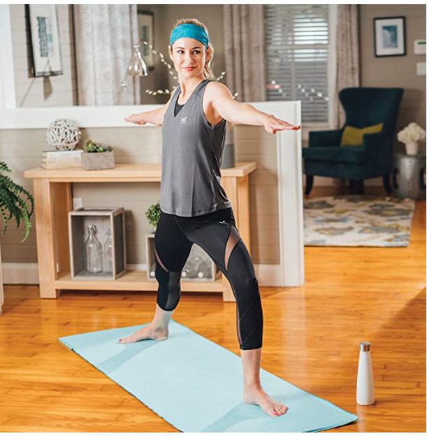 NEW MISSION VaporActive Yoga Mat Towel Quick Dry Blue Curacao 24.5″ x 69″