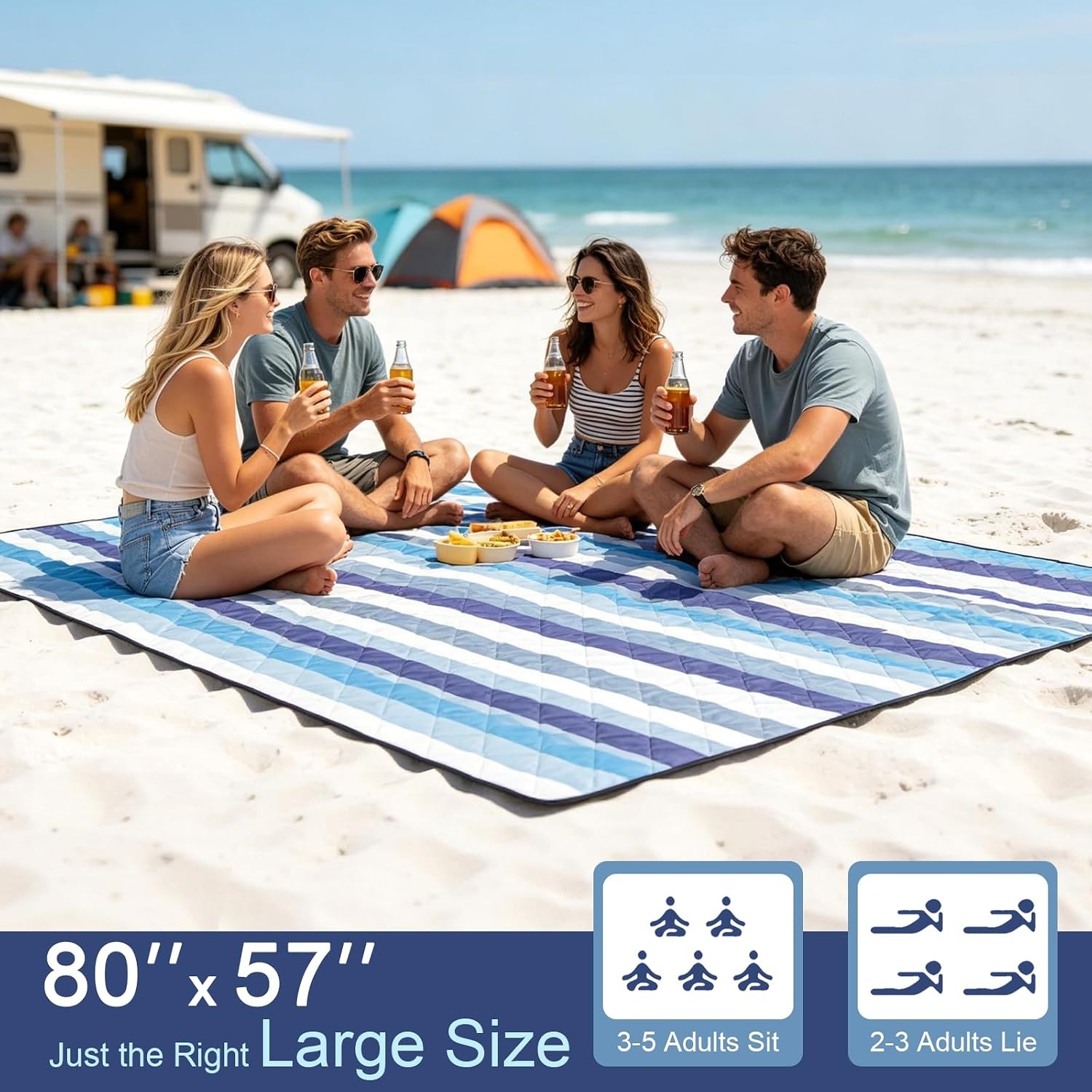 2 in 1 Backrest Chair Picnic Blanket,Light Weight Camping Outdoor Foldable Lazy