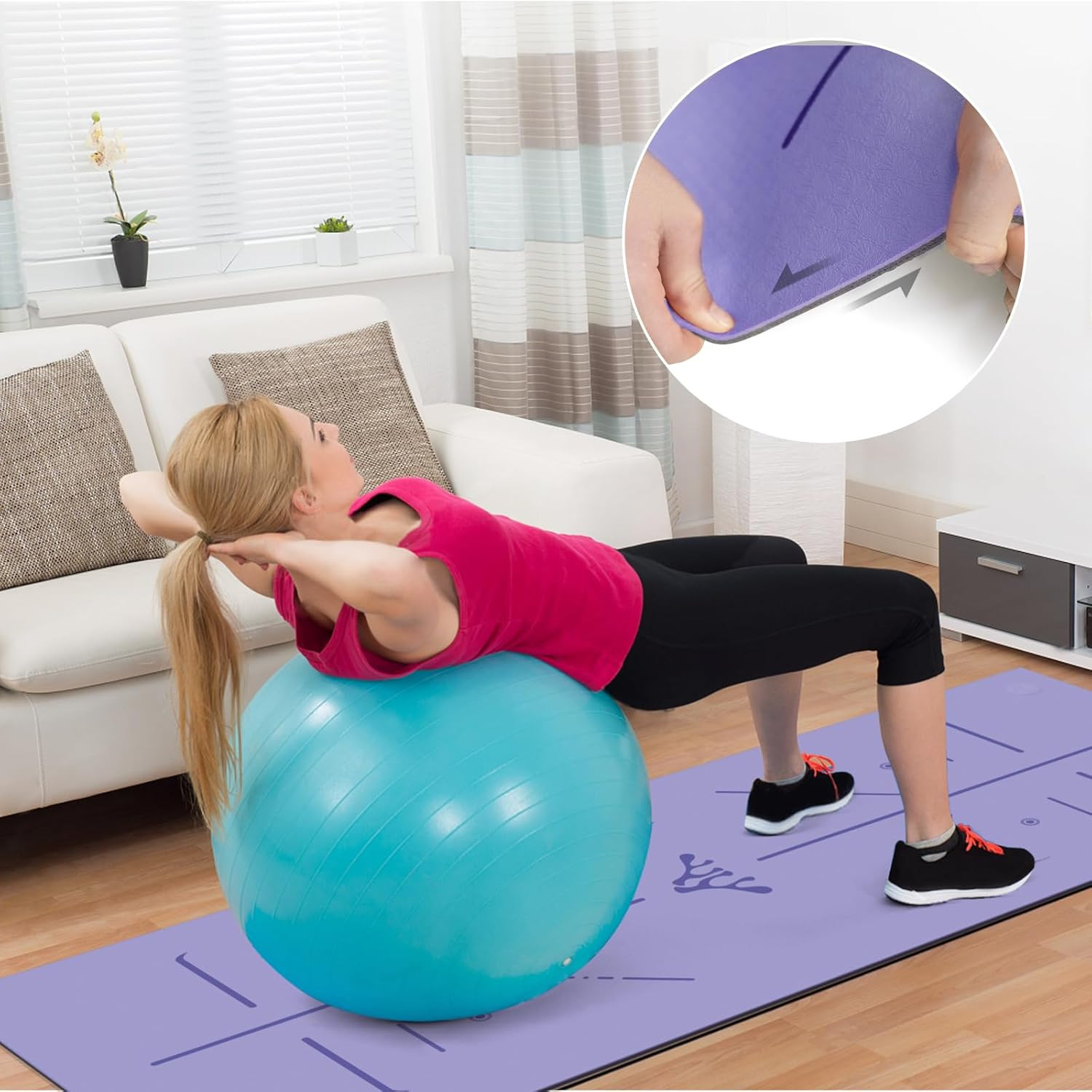 Yoga Mat 8Mm Thick – Non Slip Workout Mat, 72″X 26″X 0.31″ Large Exercise Mat wi