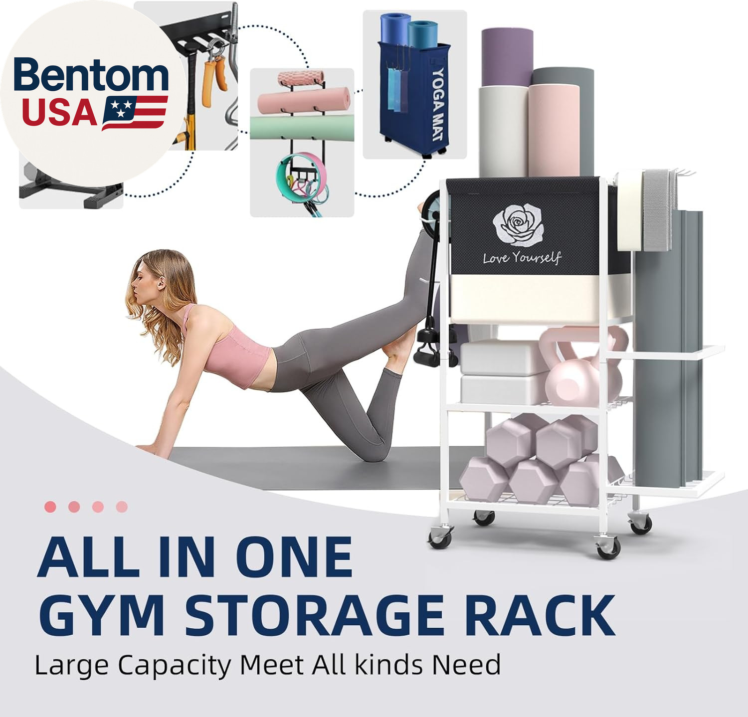 Yoga Mat Storage Rack，Home Gym Storage Rack Gym Workout Equipment Storage Organi