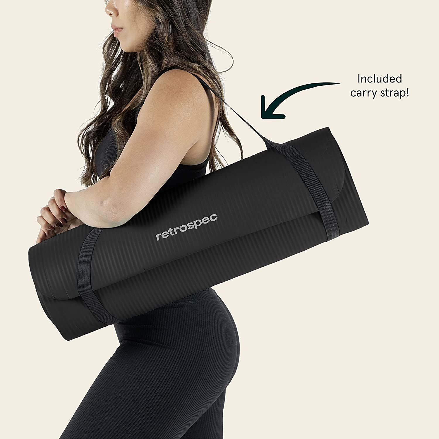 Solana Yoga Mat 1″ Thick W/Nylon Strap for Men & Women – Non Slip Exercise Mat f