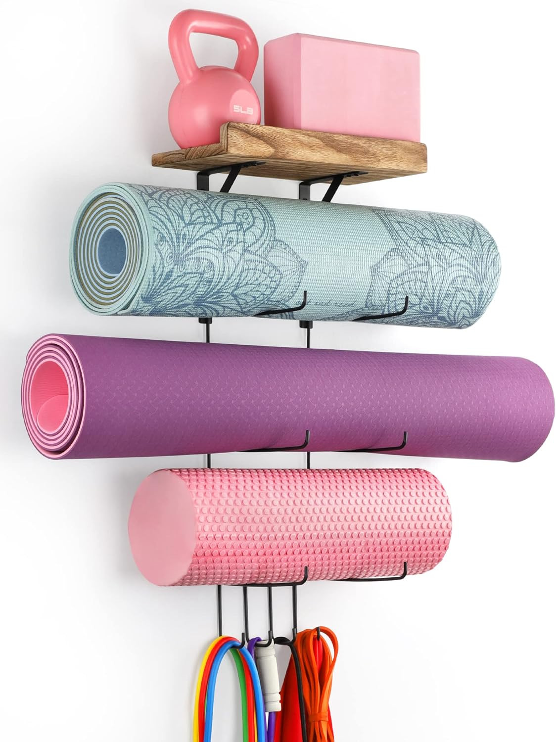 Yoga Mat Holder Accessories Wall Mount Organizer Storage Decor Foam Roller and T