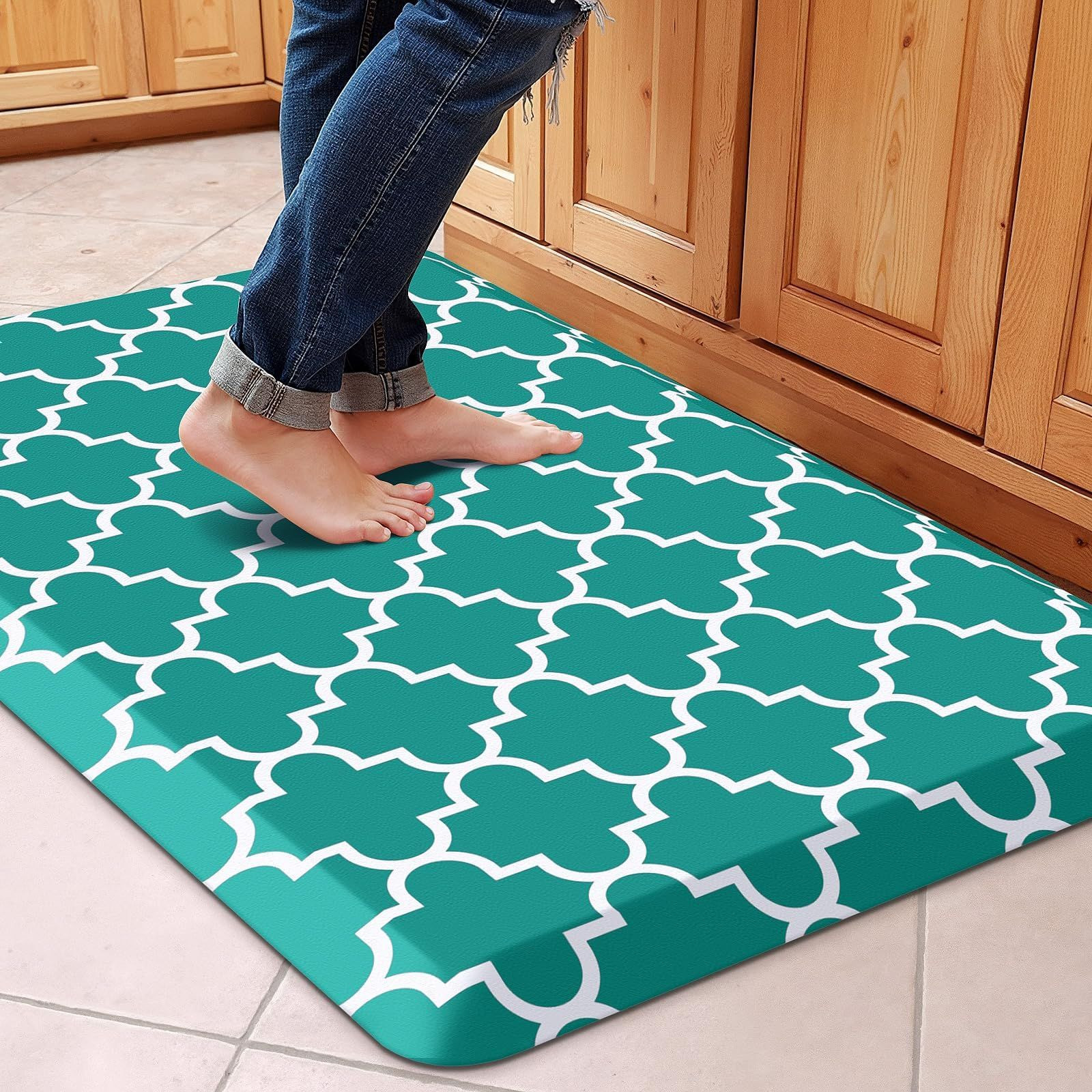 WISELIFE Anti Fatigue Floor Mat – 4/5 36″L x 22″W x 0.8″Th, Stylish Green