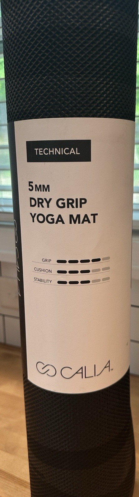CALIA Technical 5mm Dry Grip Yoga Mat, Black, Unisex Adults
