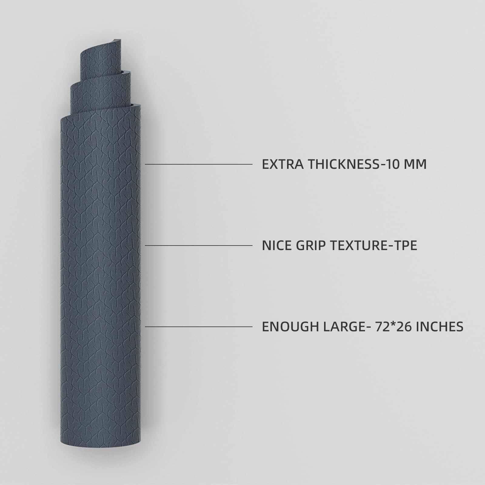 10 mm Yoga Mat 72″x26″ TPE Non-Slip Exercise Mat 0.4″ Thick, Easy-to-Carry Fi…