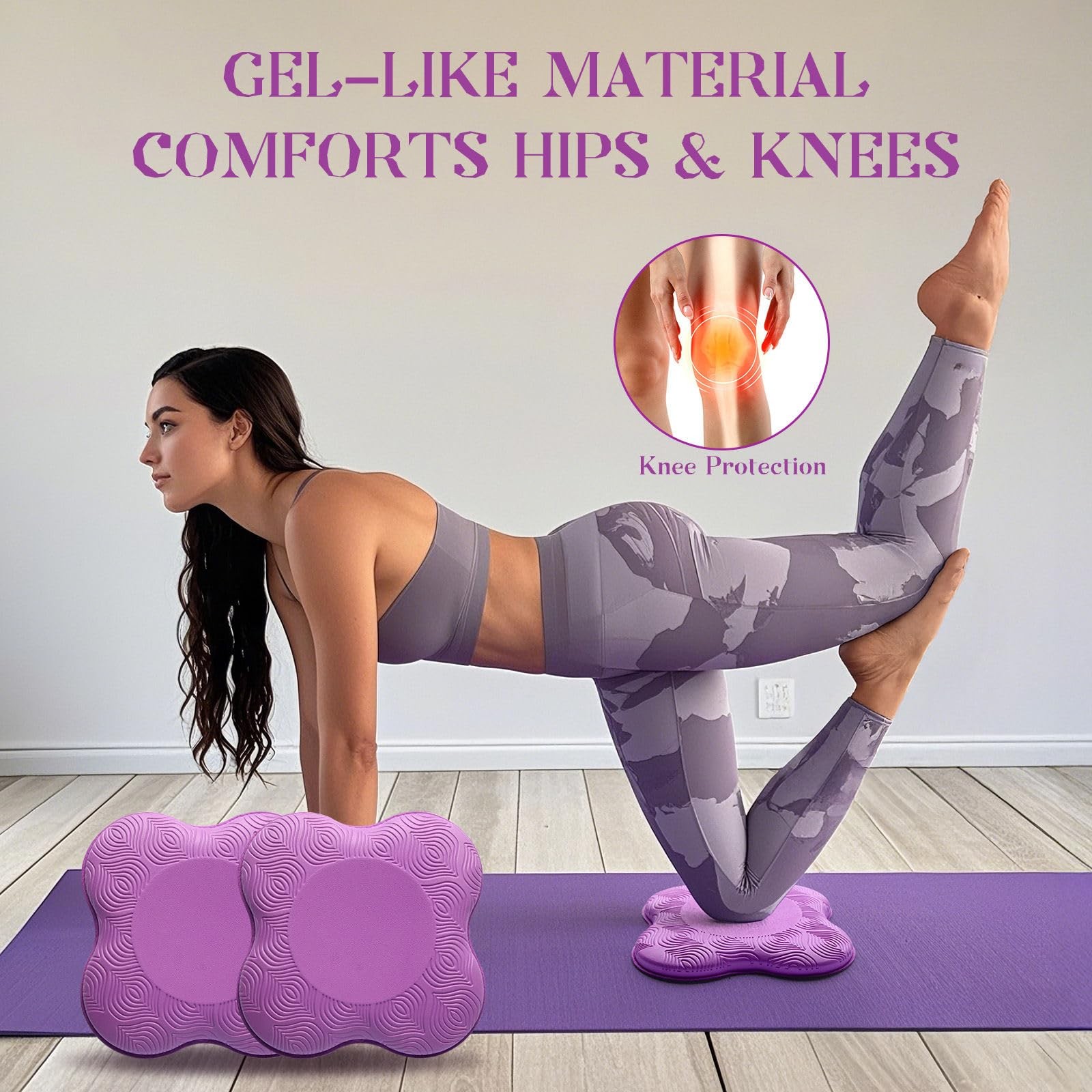 2 PCS Extra Thick Foam Yoga Knee Elbow Cushion Pad Pilates Workout Support Mat