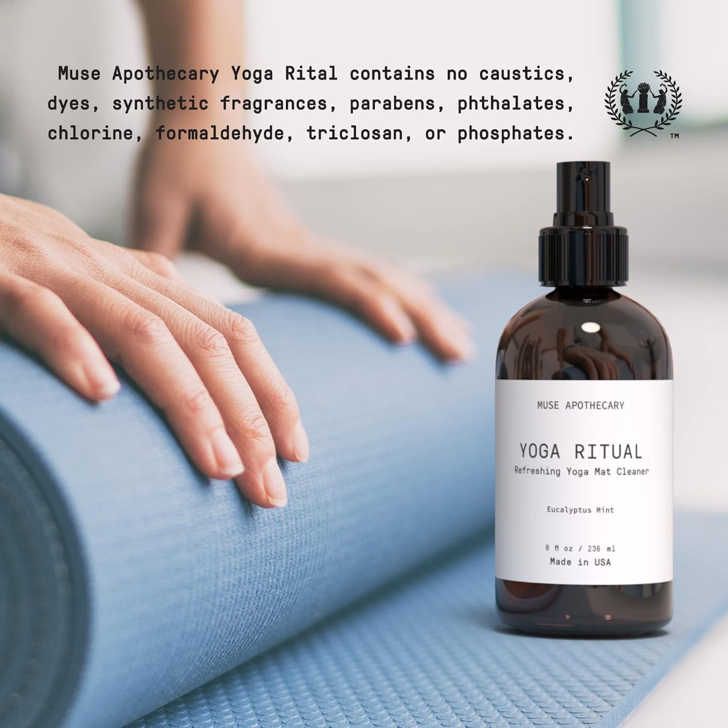 Yoga Ritual Mat Cleaner Spray Eucalyptus Mint 4oz Essential Oils Matte Cleaner