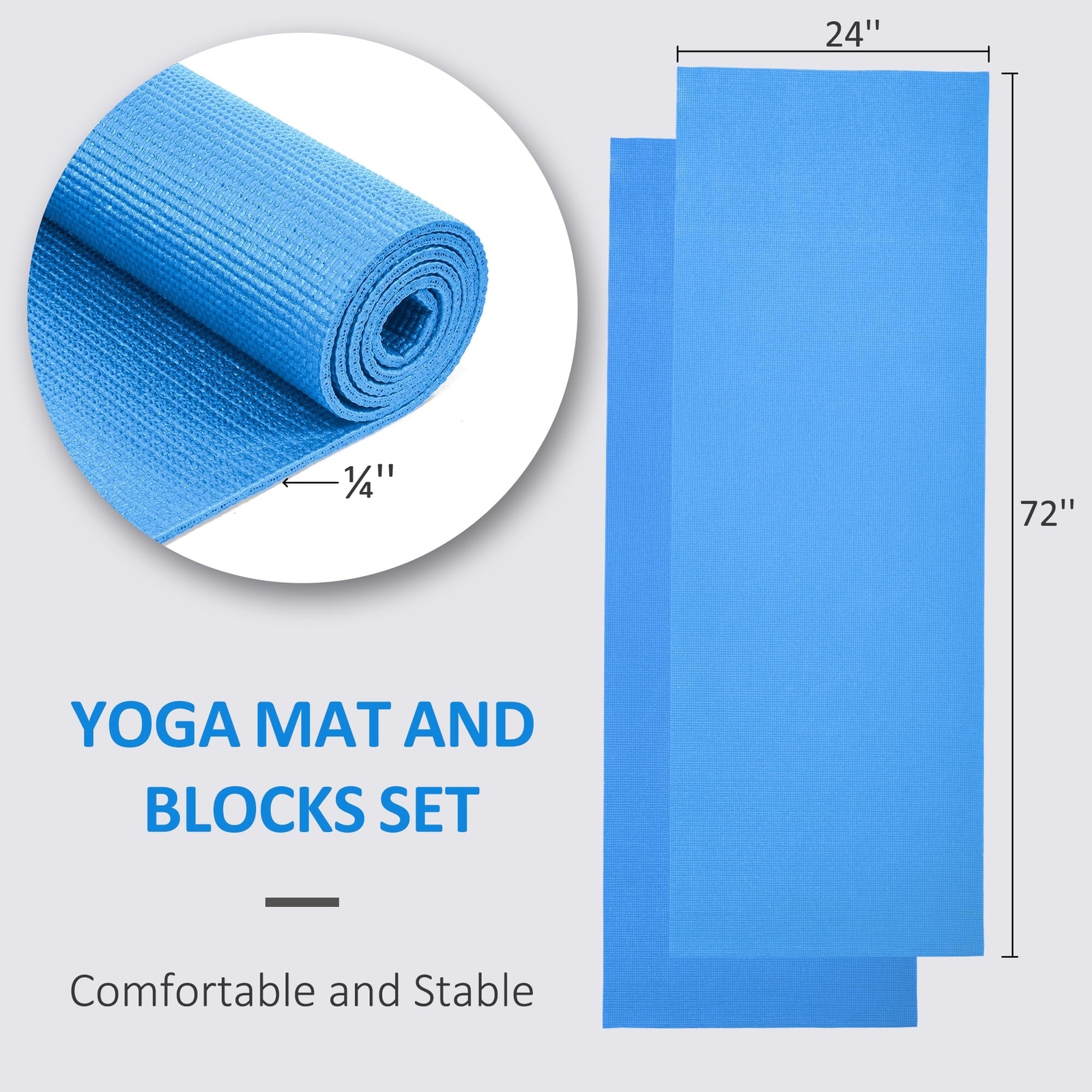 All Purpose 0.25 Inch Thick High Density No Tear Exercise Yoga Mat with Strap…