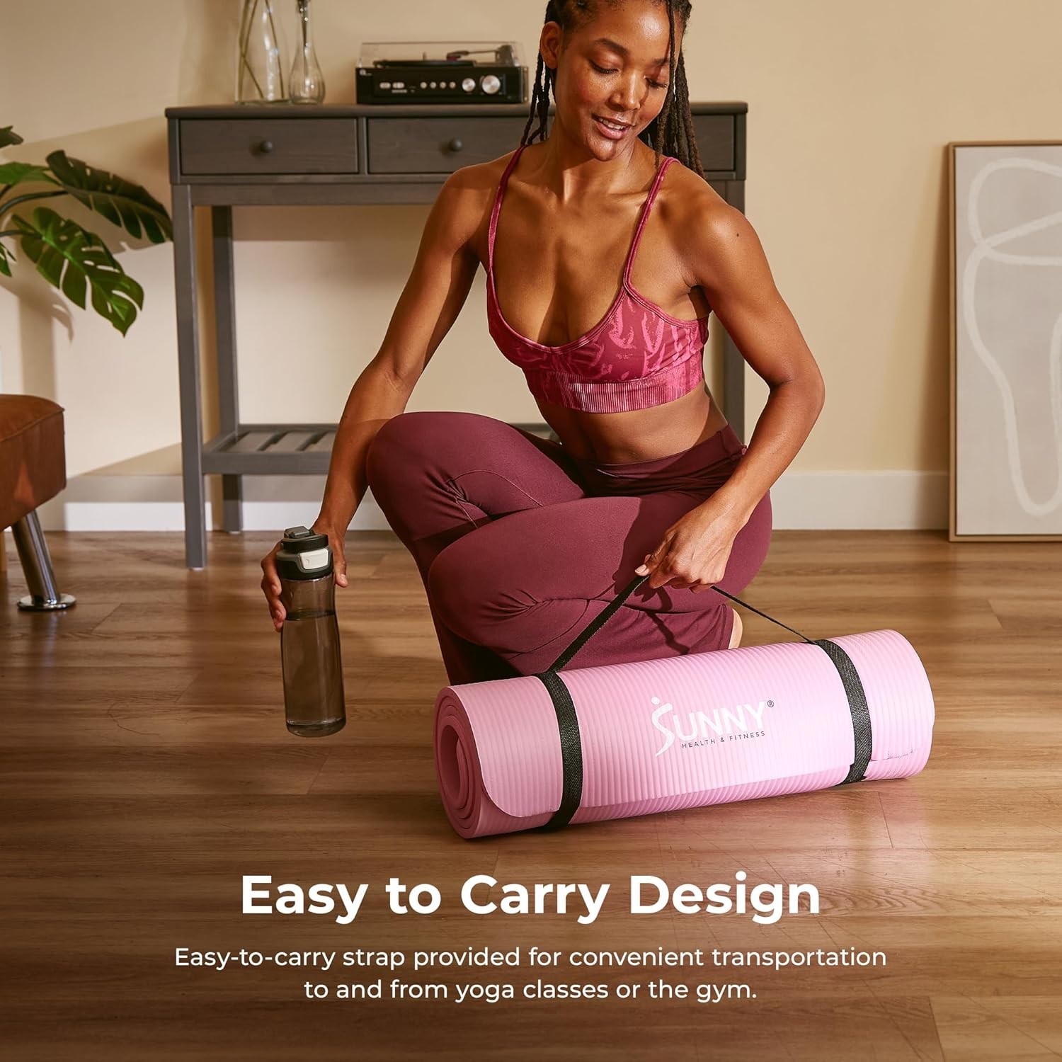 Sunny Health & Fitness Non-Slip Yoga Mat – Durable, Anti-Tear, Lightweight, Cush