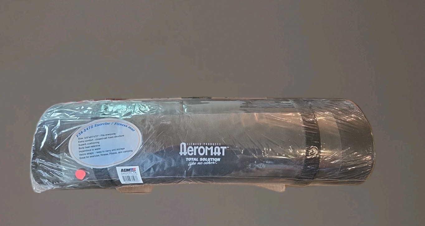 NEW Aeromat Premium Yoga Pilates Mat 72″ Long Non-Slip Surface (3/8″ Thick) Blk