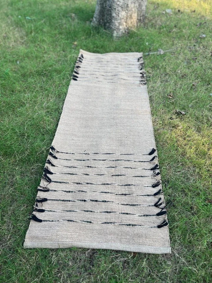 Natural Yoga Mat Thick Non Slip Organic Cotton Exercise Workout Mat Pilates Rug