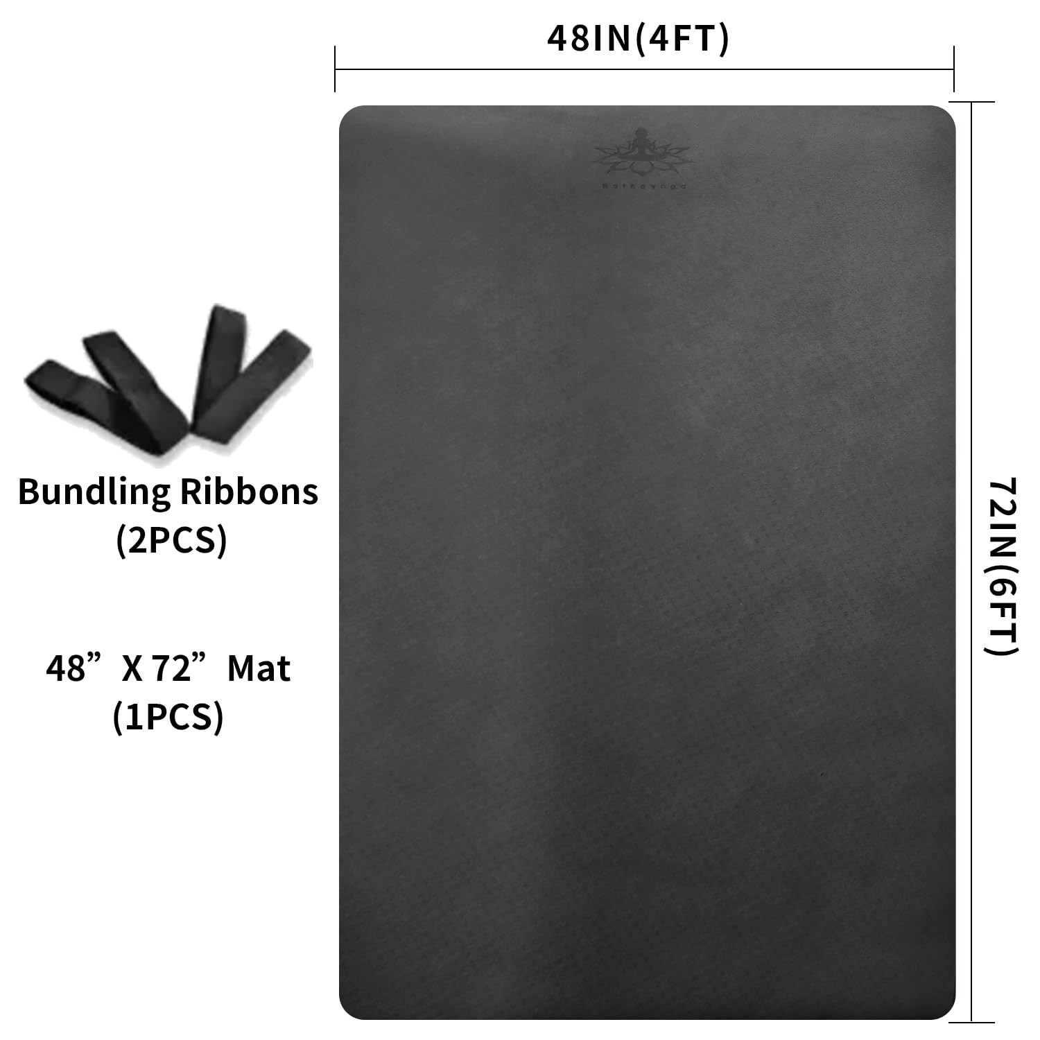 Large TPE Yoga Mat 6’x4’x1/2″ Extra Thick Non-Slip Exercise Mat – for Yoga Pi…