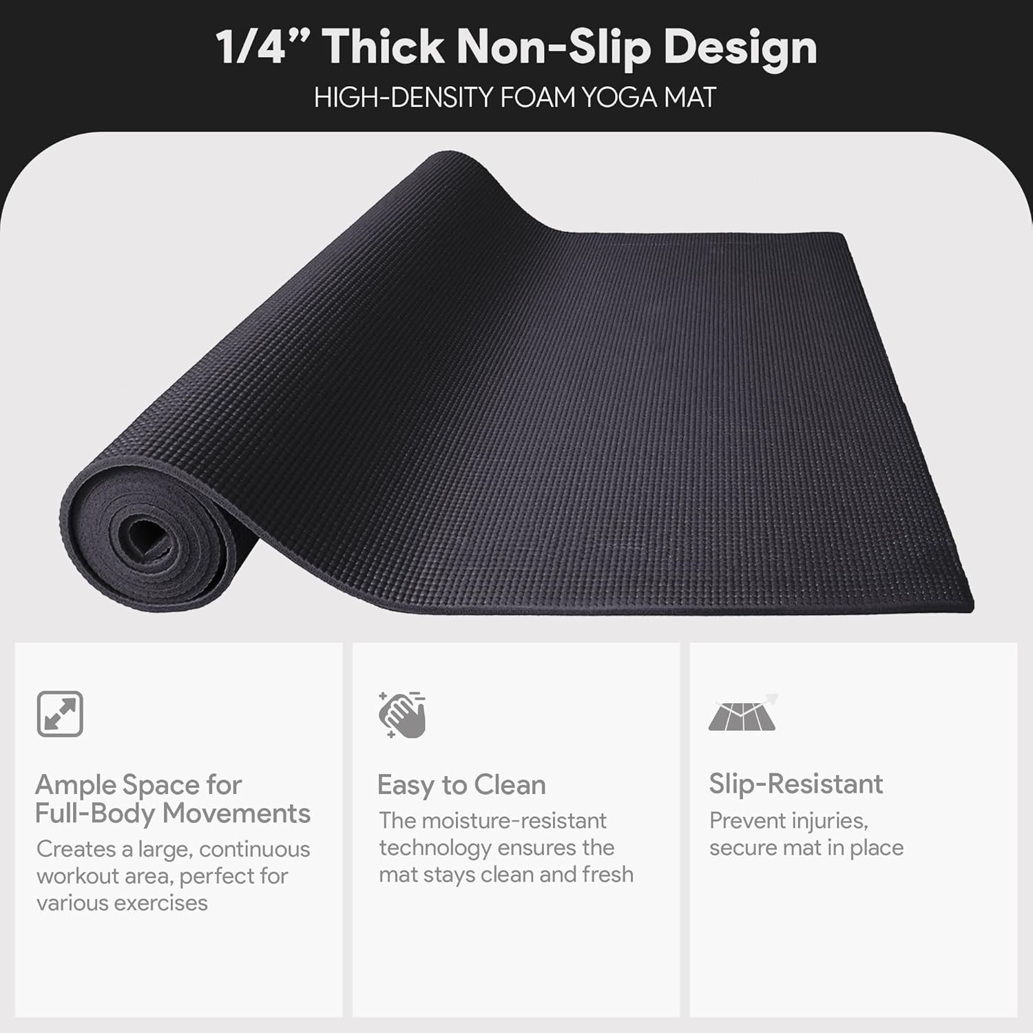 Yoga Mat High Density Anti Tear Exercise Mats with Strap for Pilates and Fitness