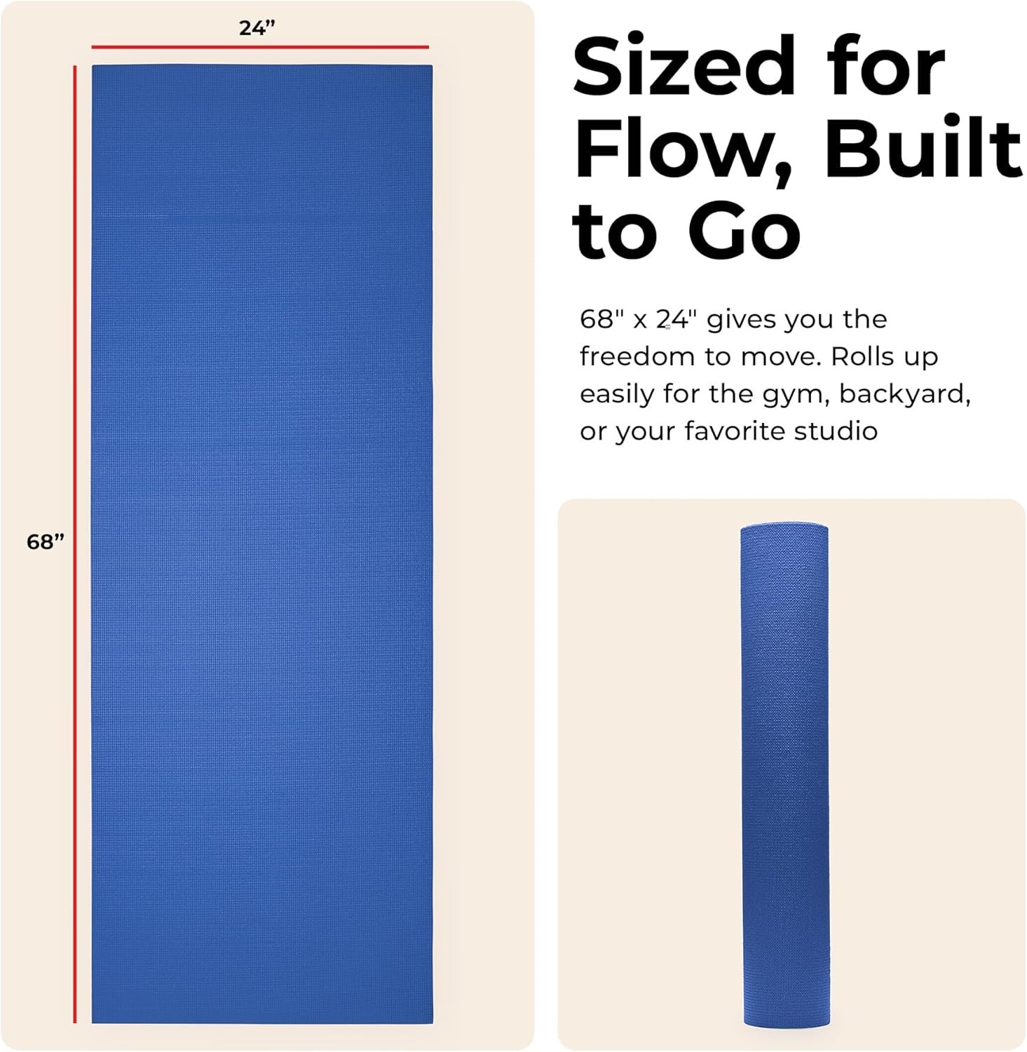Non-Slip Yoga Mat – Durable Anti-Tear Lightweight Cushioned Support Yoga Pilates