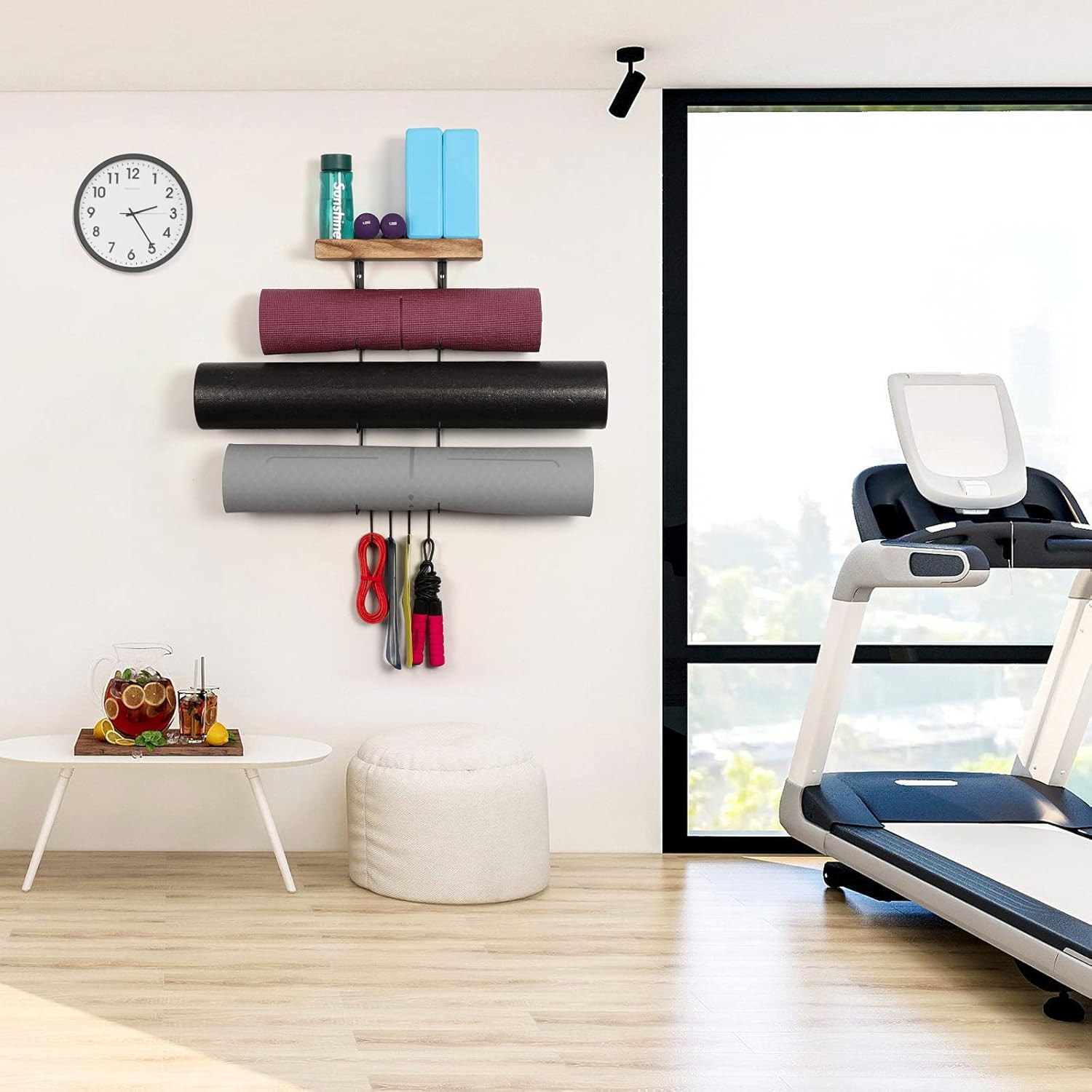 2 PACK Yoga Mat Holder Wall Mount Yoga Mat Storage Shelf Rack Home Gym Accessori