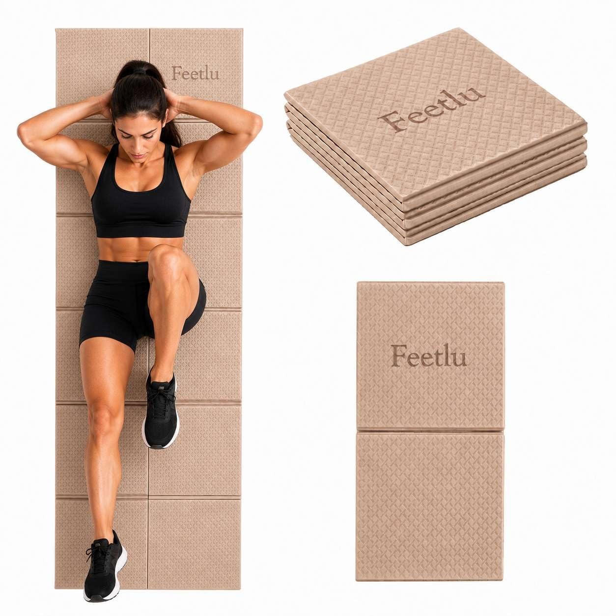 Foldable Yoga Mat, 6mm Thick, 72L x 24W Inch, Lightweight, Anti-Slip, and Eas…