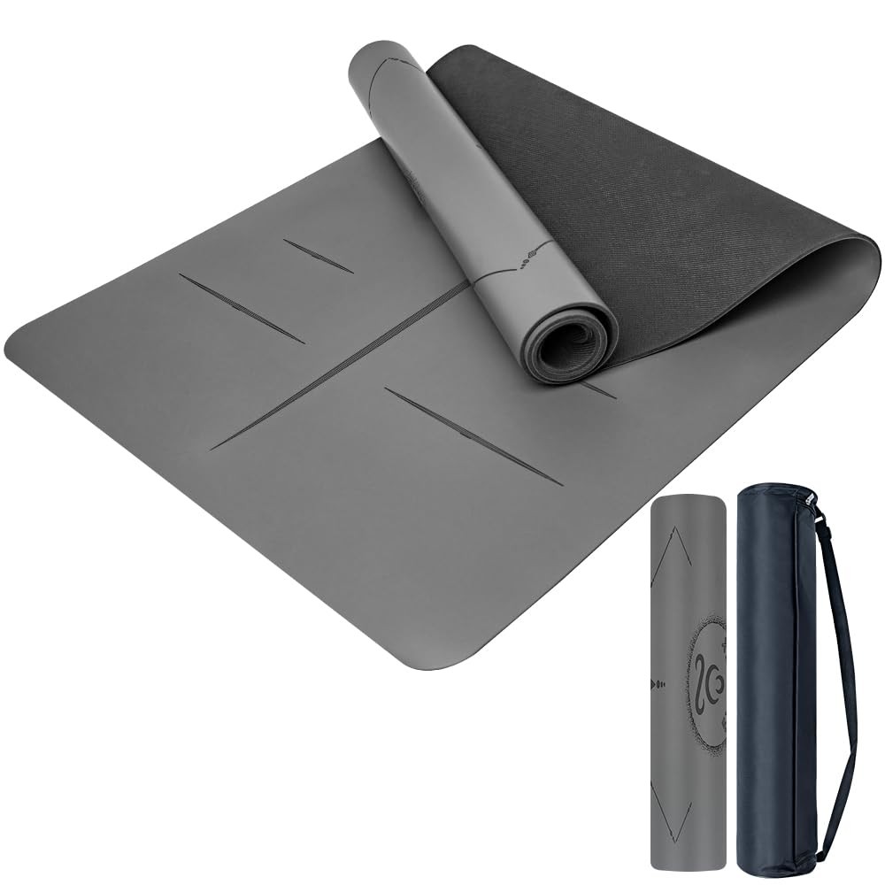 Natural Rubber Yoga Mat – Non Slip Non Toxic – 72’’x26.8”x5mm – Hot Yoga, Pi…