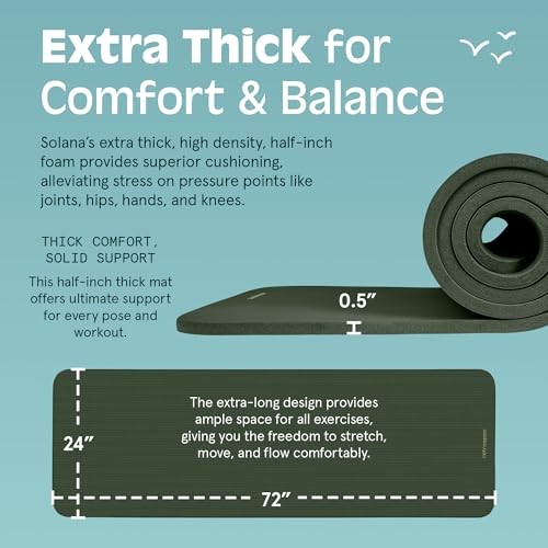 Solana Yoga Mat Thick 1/2in Non-Slip Workout Mat with Wild Spruce – 1/2 Inch